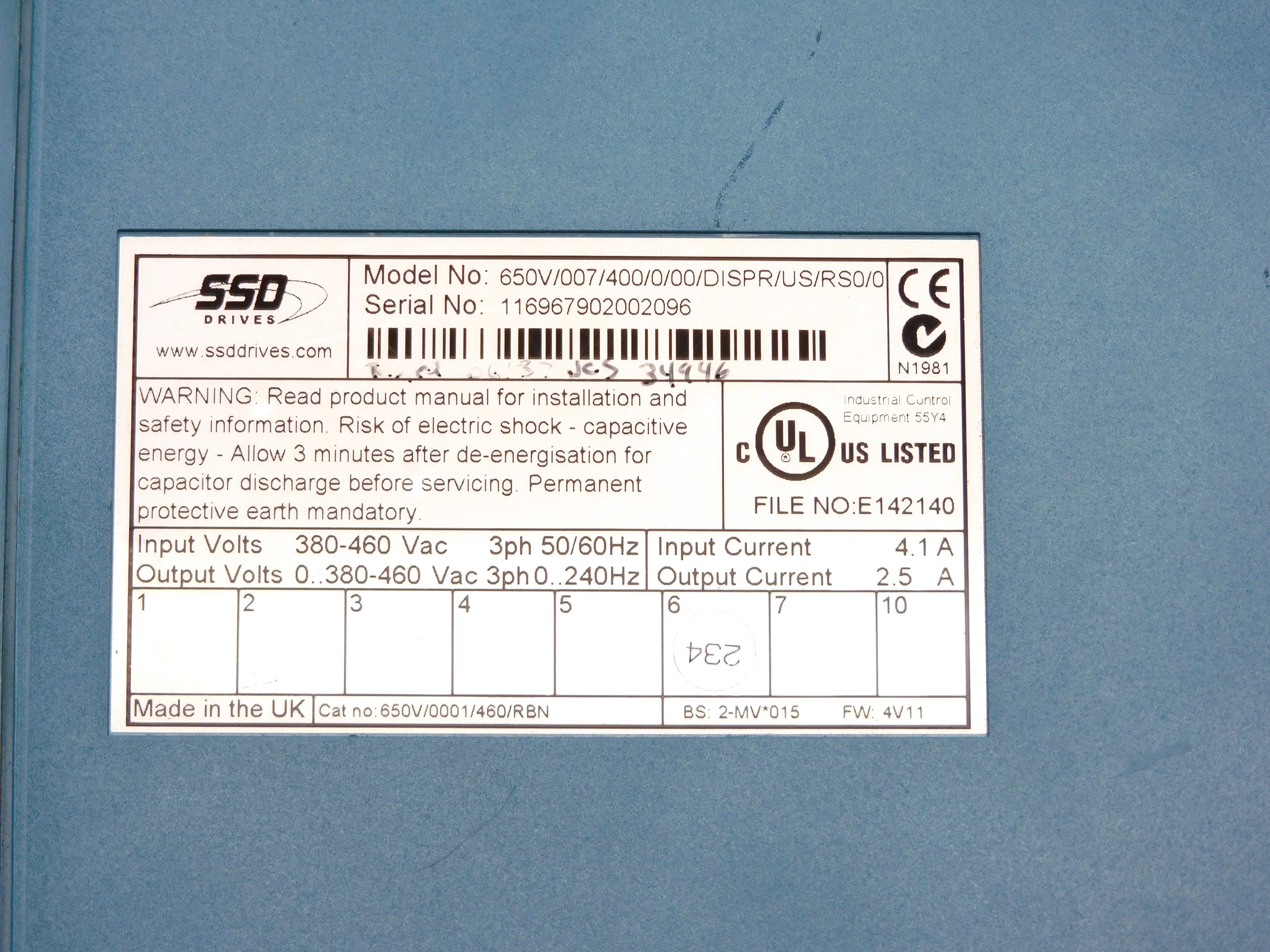 SSD 650V/007/400/0/00/DISPR/US/RS0/0 F/W 4V11 UNMP
