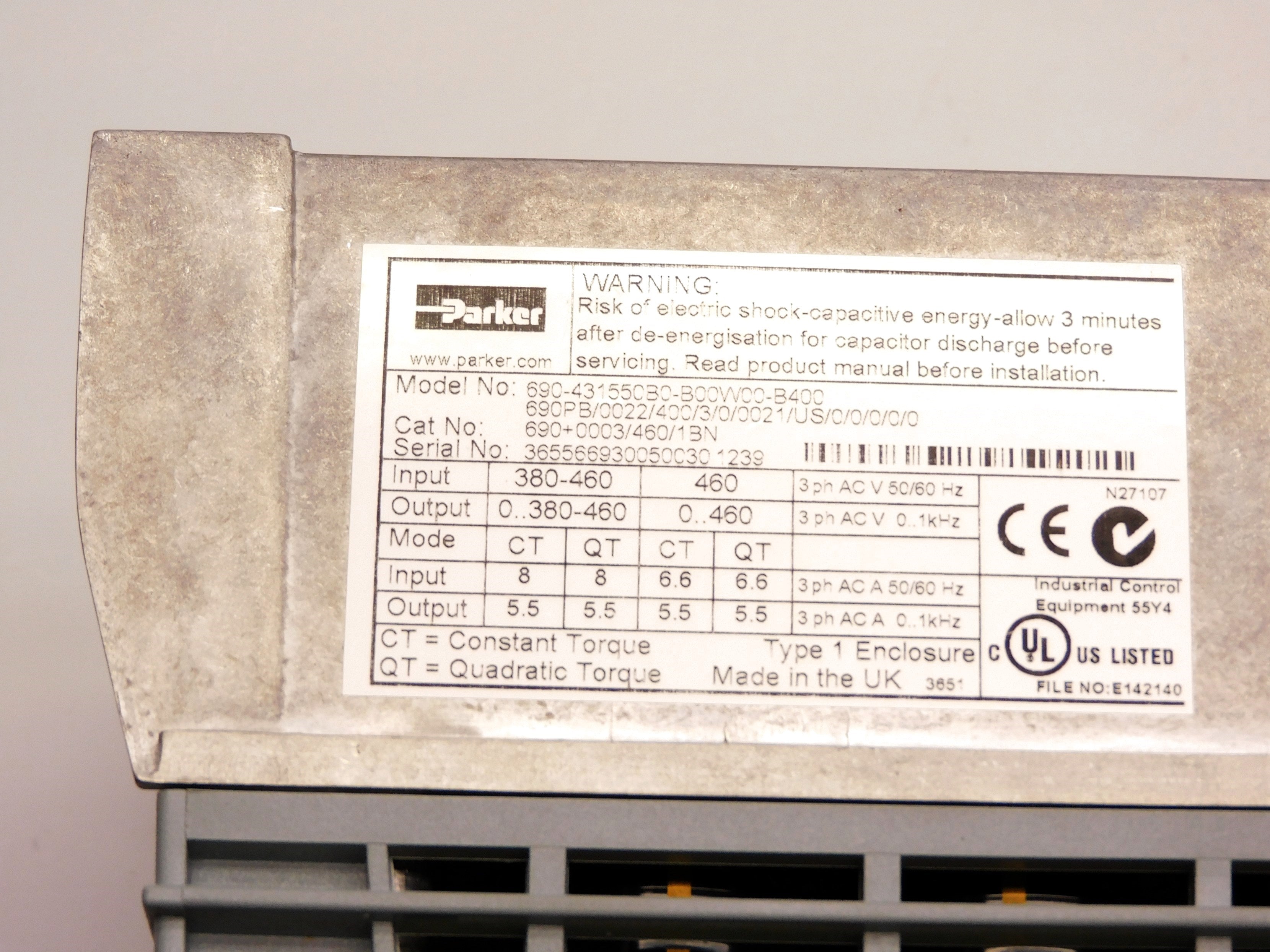 PARKER 690PB/0022/400/3/0/0021/US/0/0/0/0/0 (AS PICTURED) UNMP