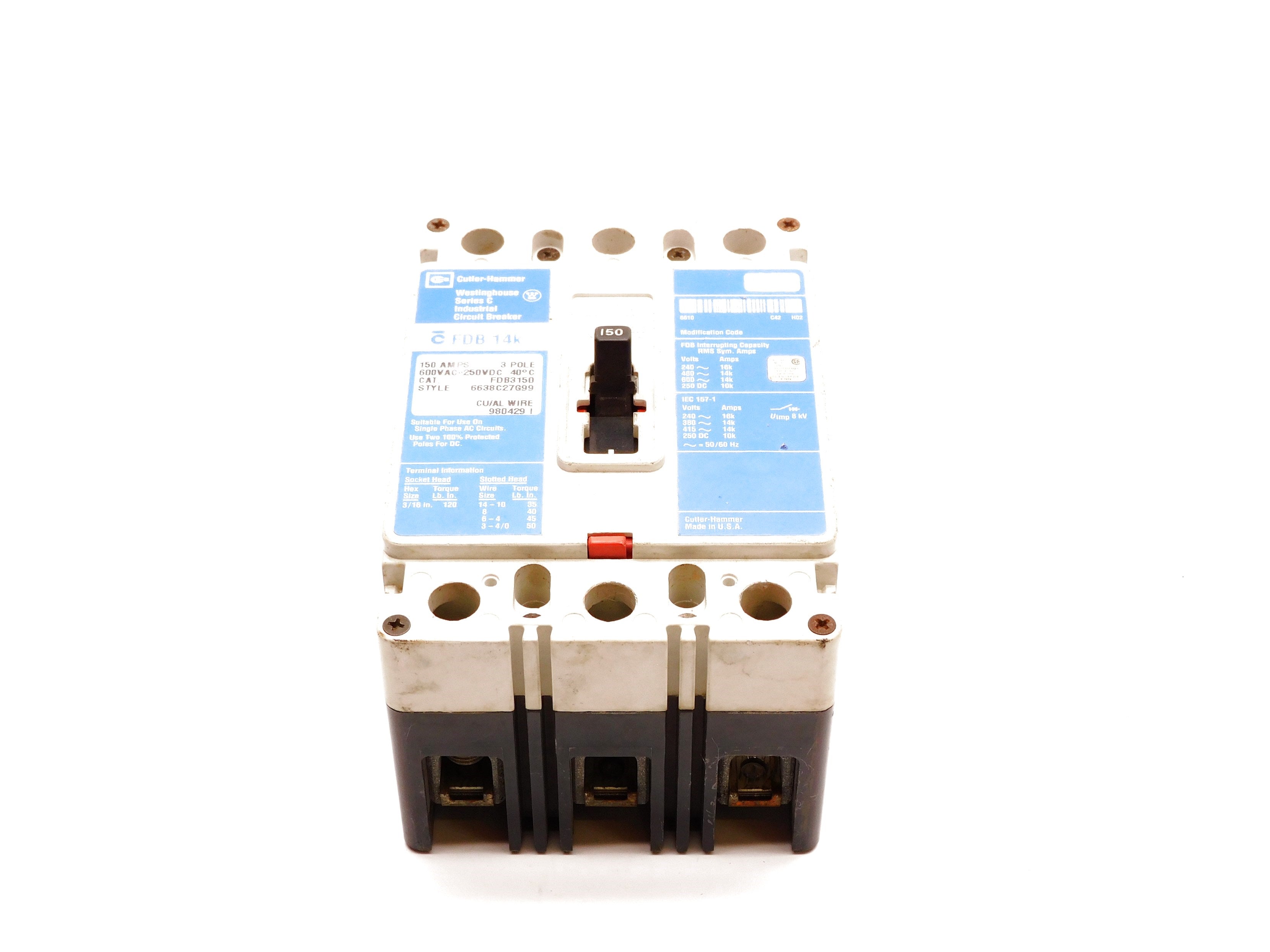 CUTLER HAMMER FDB3150 SER. C 150A 600VAC (BLUE) UNMP