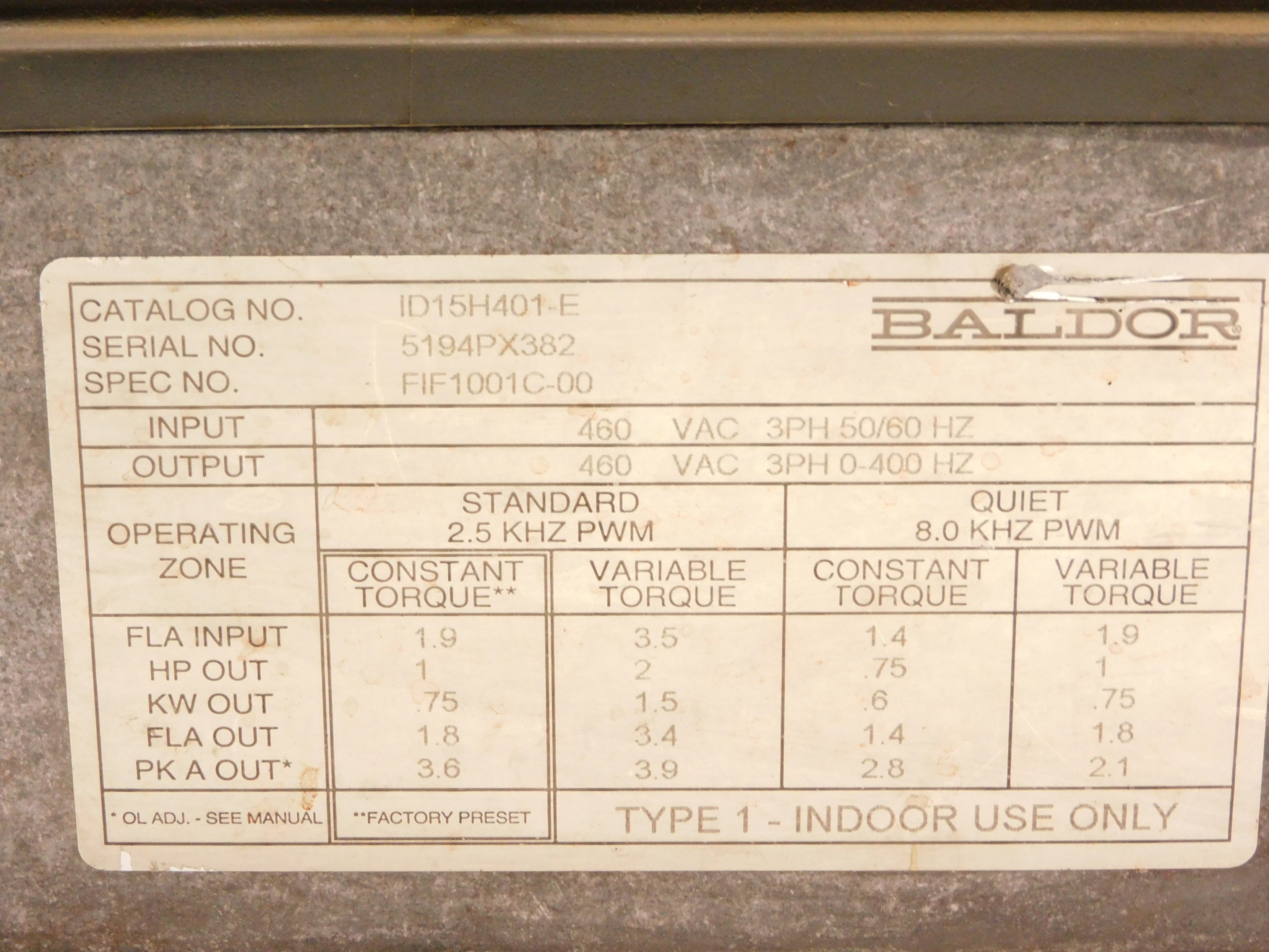 BALDOR ID15H401-E  UNMP