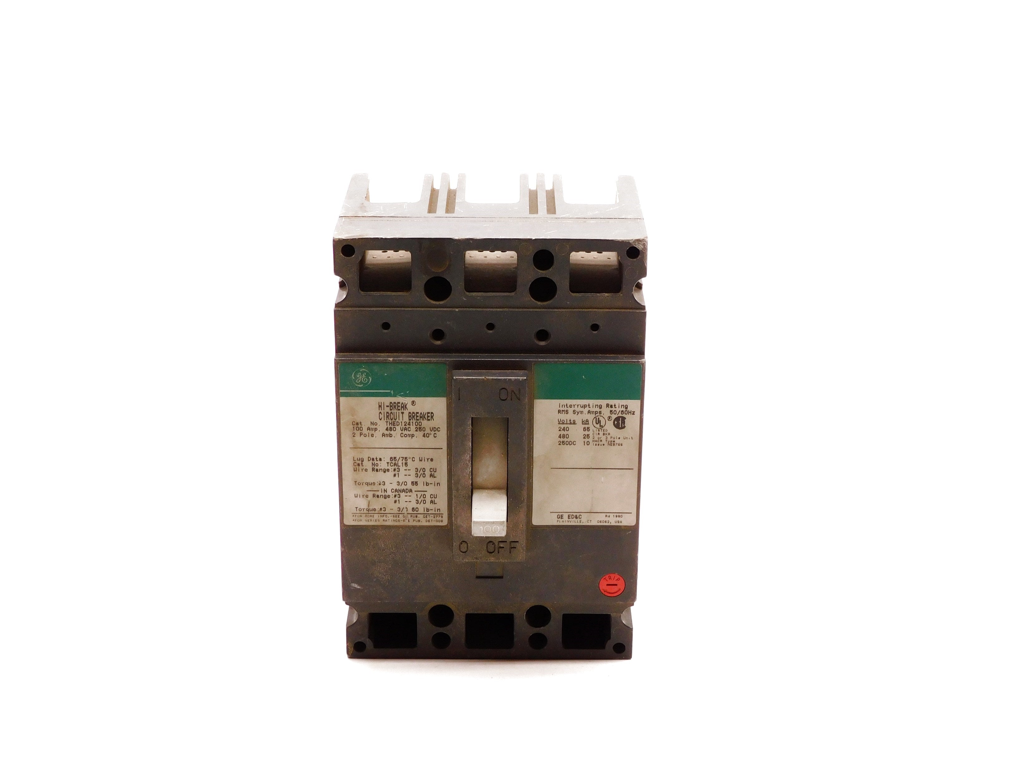 GENERAL ELECTRIC THED124100 100A 480VAC (GREEN) UNMP