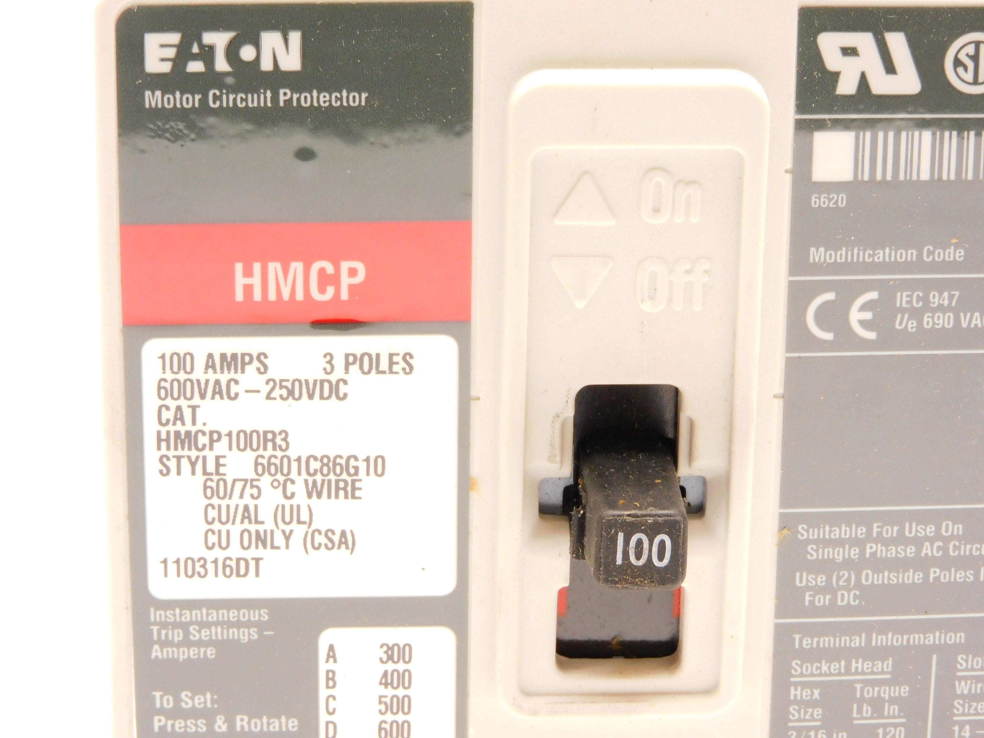 EATON HMCP100R3 SER. C 100A 600VAC (GREY) NSMP
