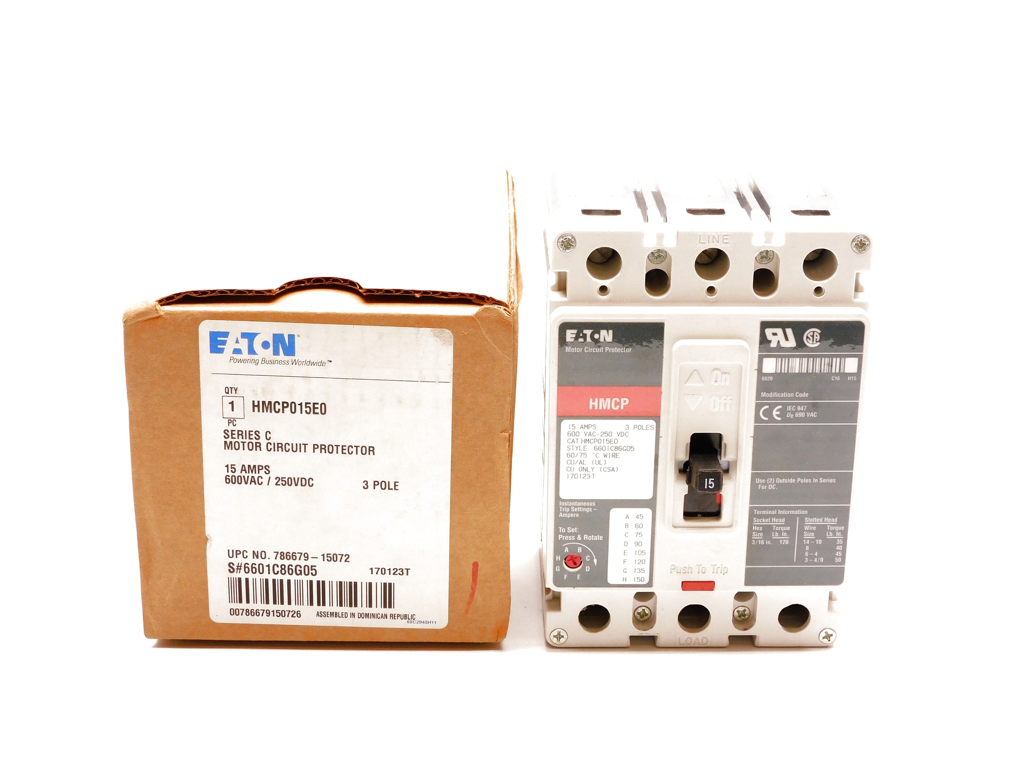 EATON HMCP015E0 SER. C 15A 600VAC (GREY) NSMP
