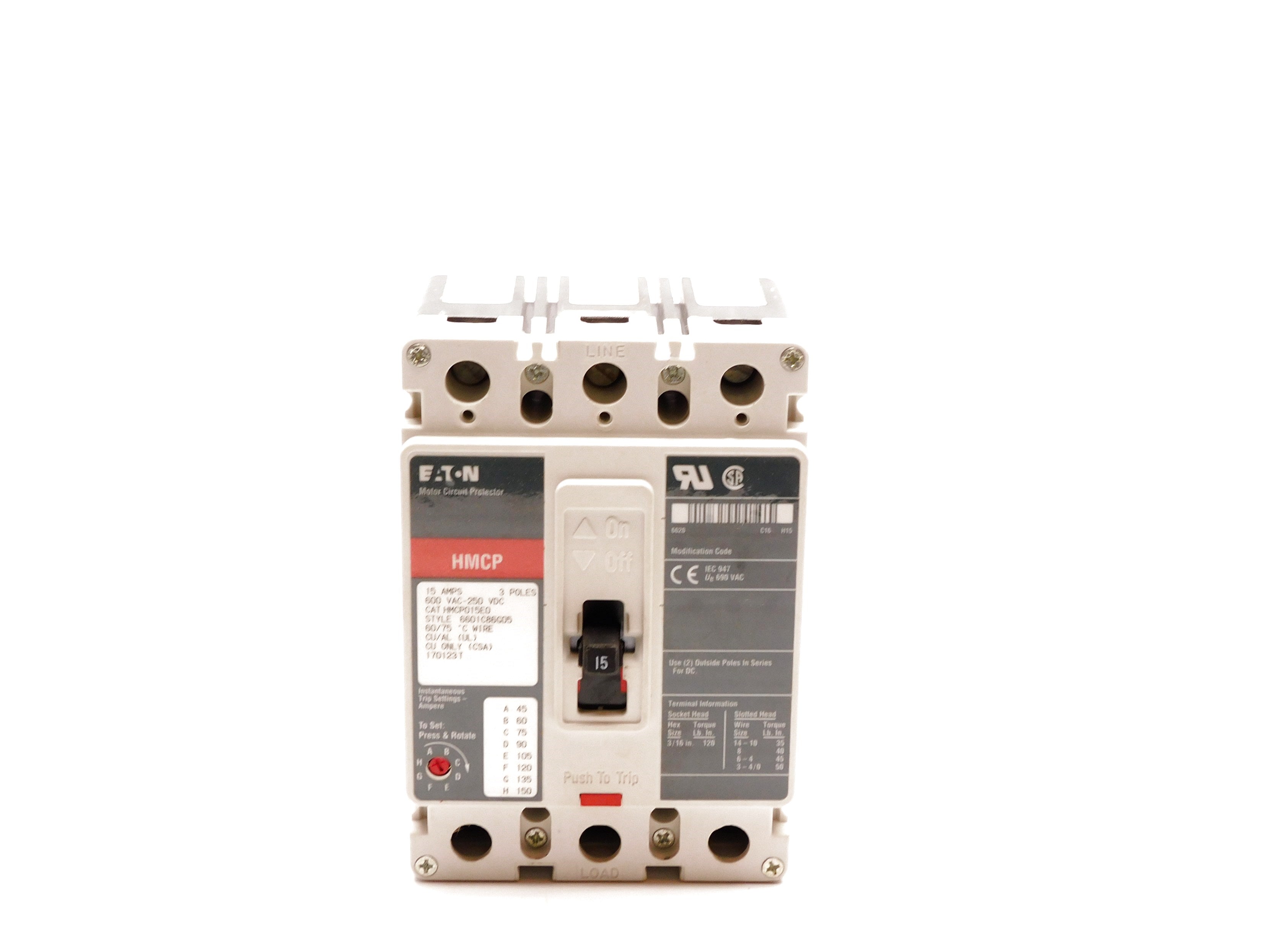 EATON HMCP015E0 SER. C 15A 600VAC (GREY) NSMP