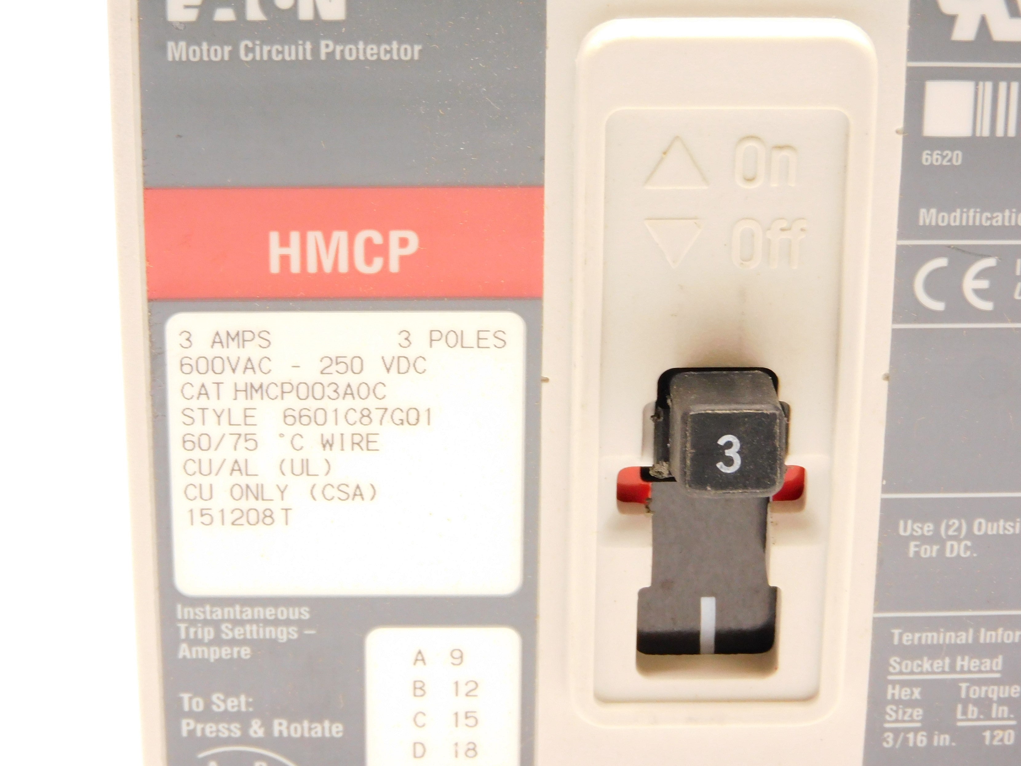 EATON HMCP003A0C 3A (GREY) NSMP