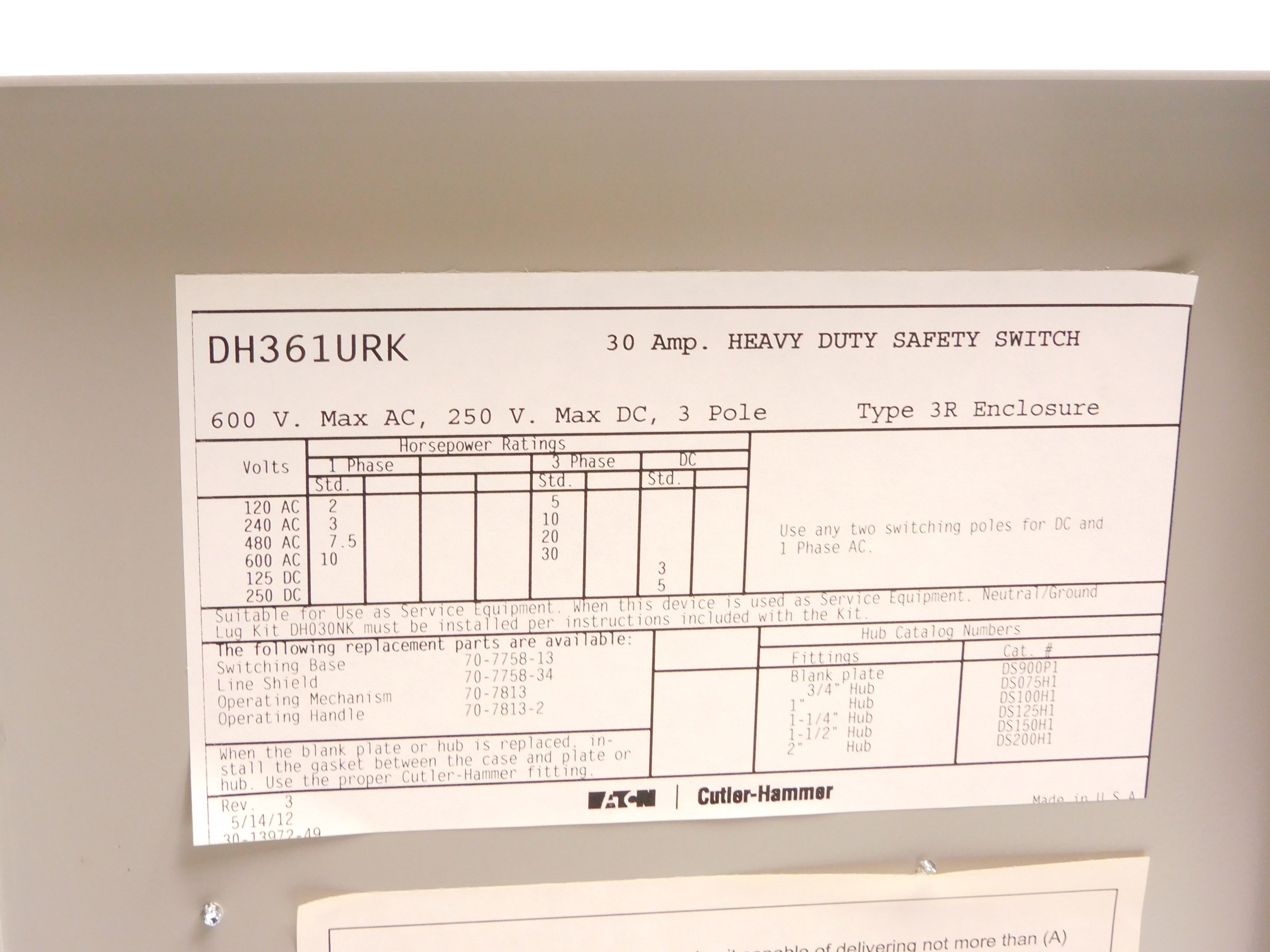 EATON DH361URK NSMP
