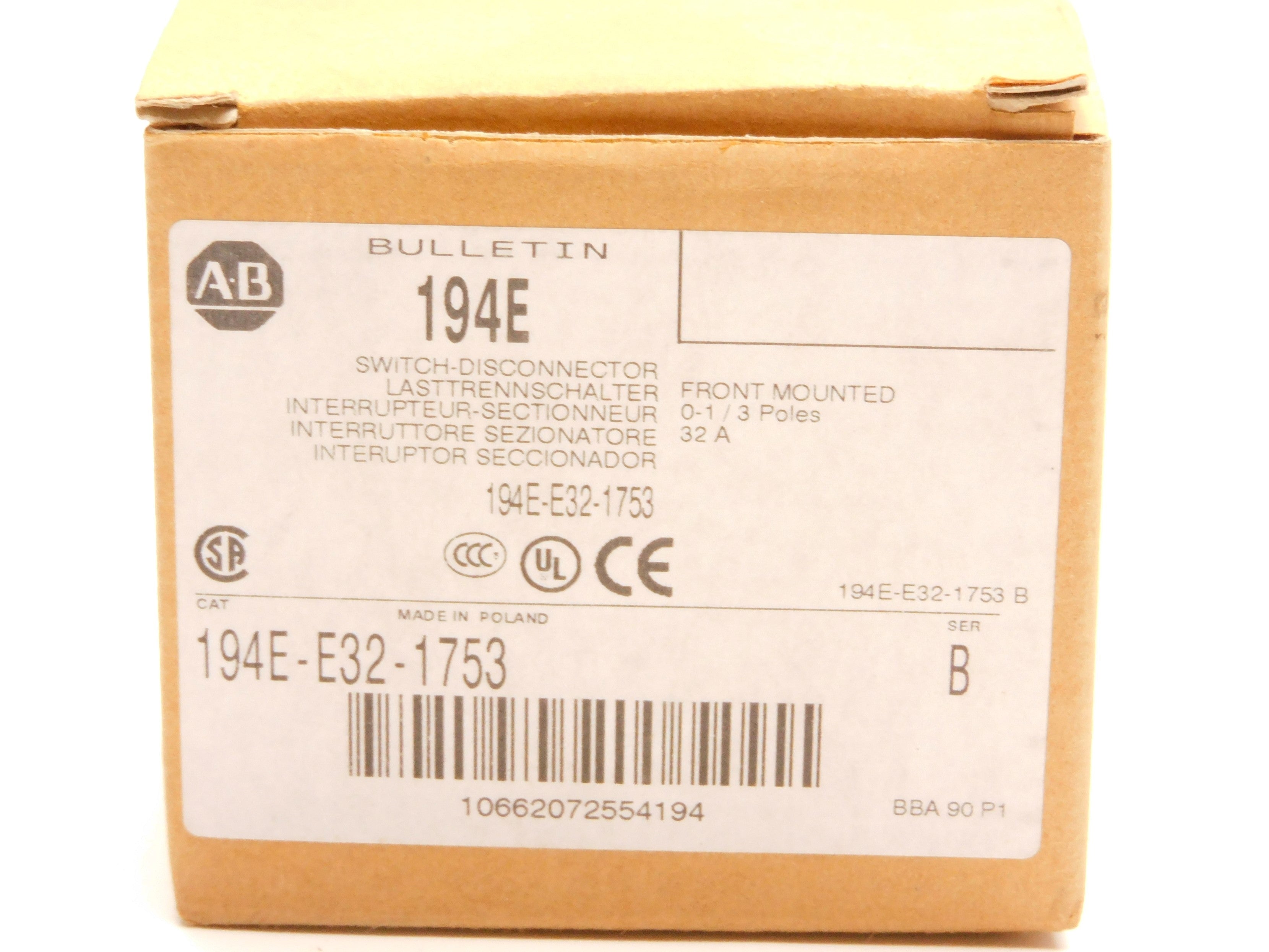 ALLEN BRADLEY 194E-E32-1753 SER. B (AS PICTURED) (BR/WH) NSMP