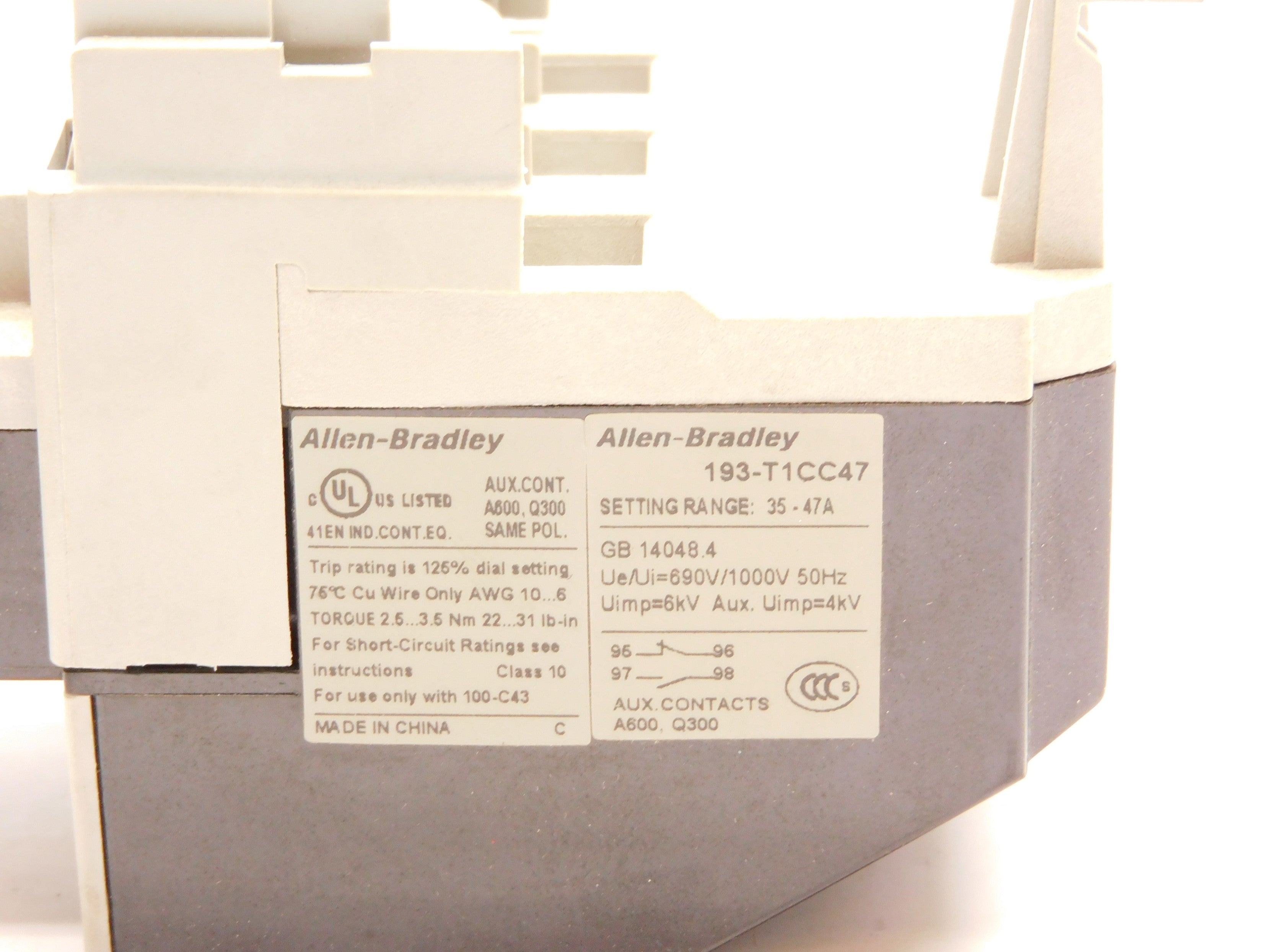 ALLEN BRADLEY 193-T1CC47 SER. A 690V 35-47A UNMP