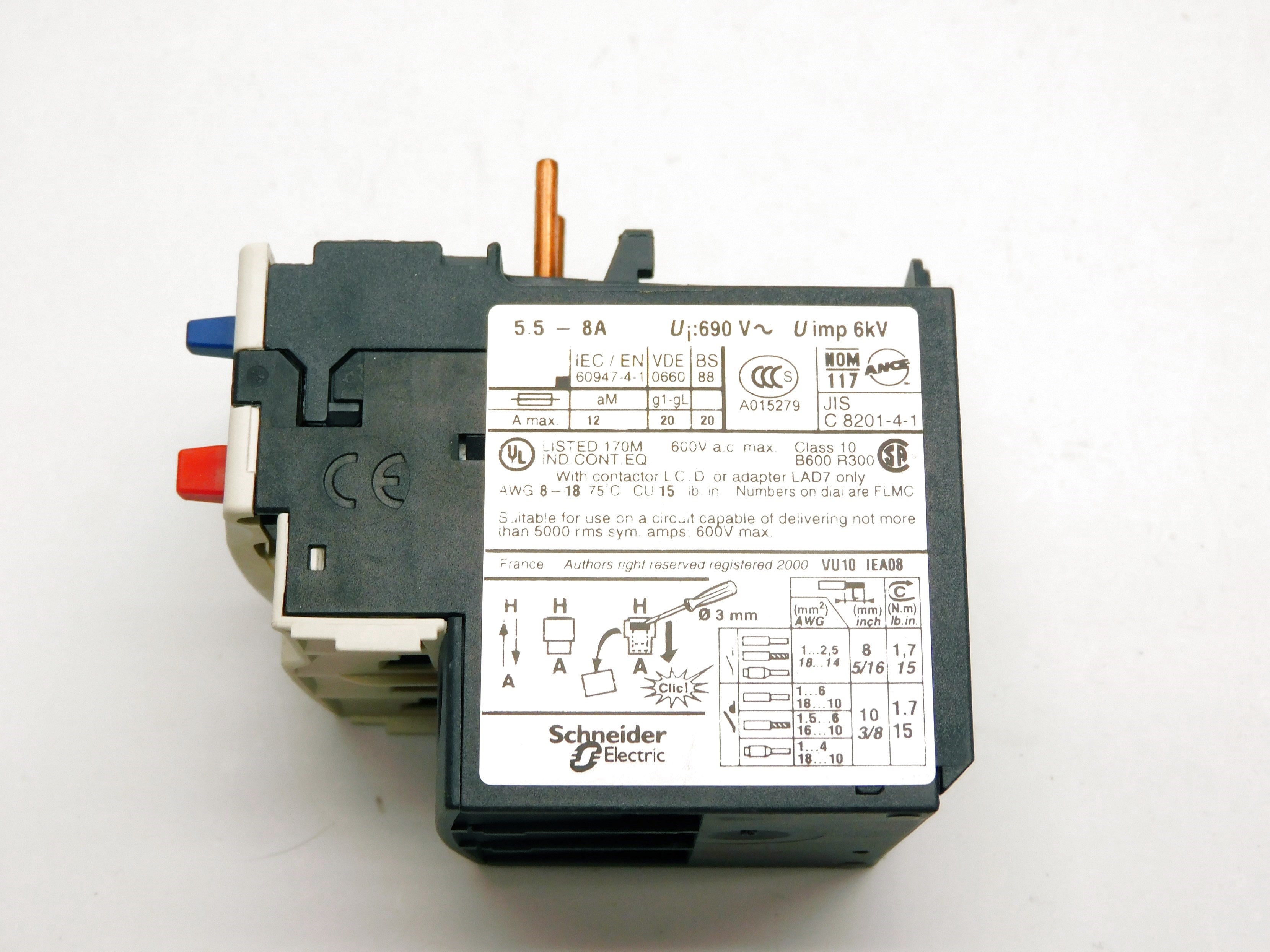 TELEMECANIQUE LRD12 690V 5.5-8A UNMP