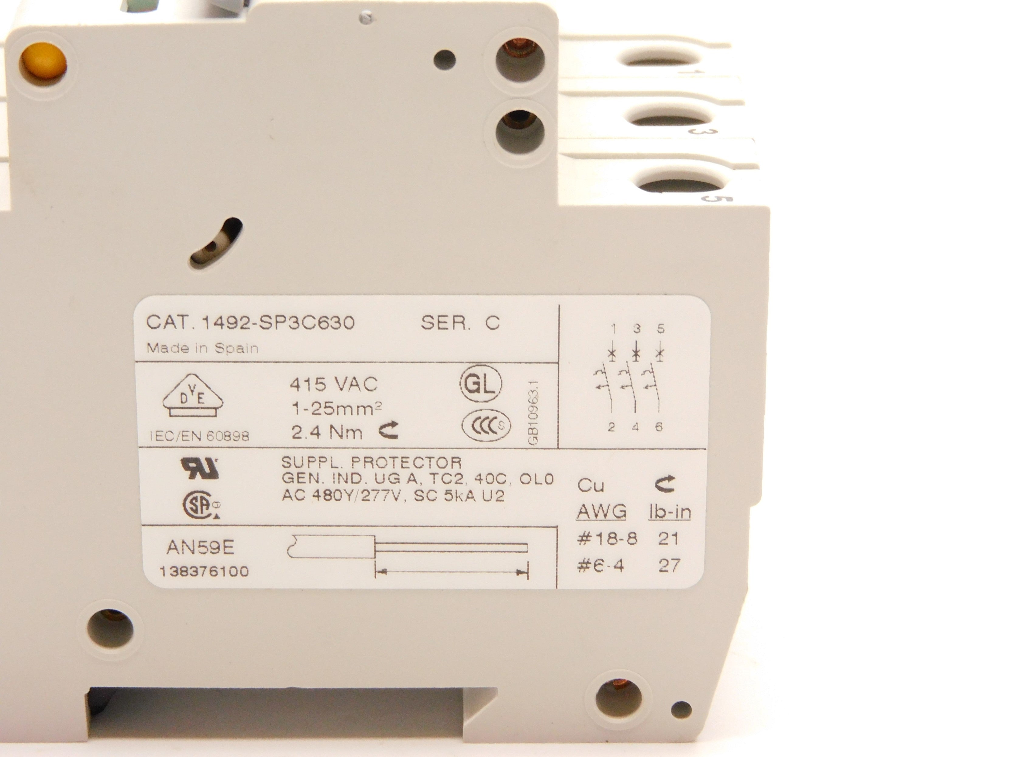 ALLEN BRADLEY 1492-SP3C630 SER. C 63A 415VAC (WH) NSMP