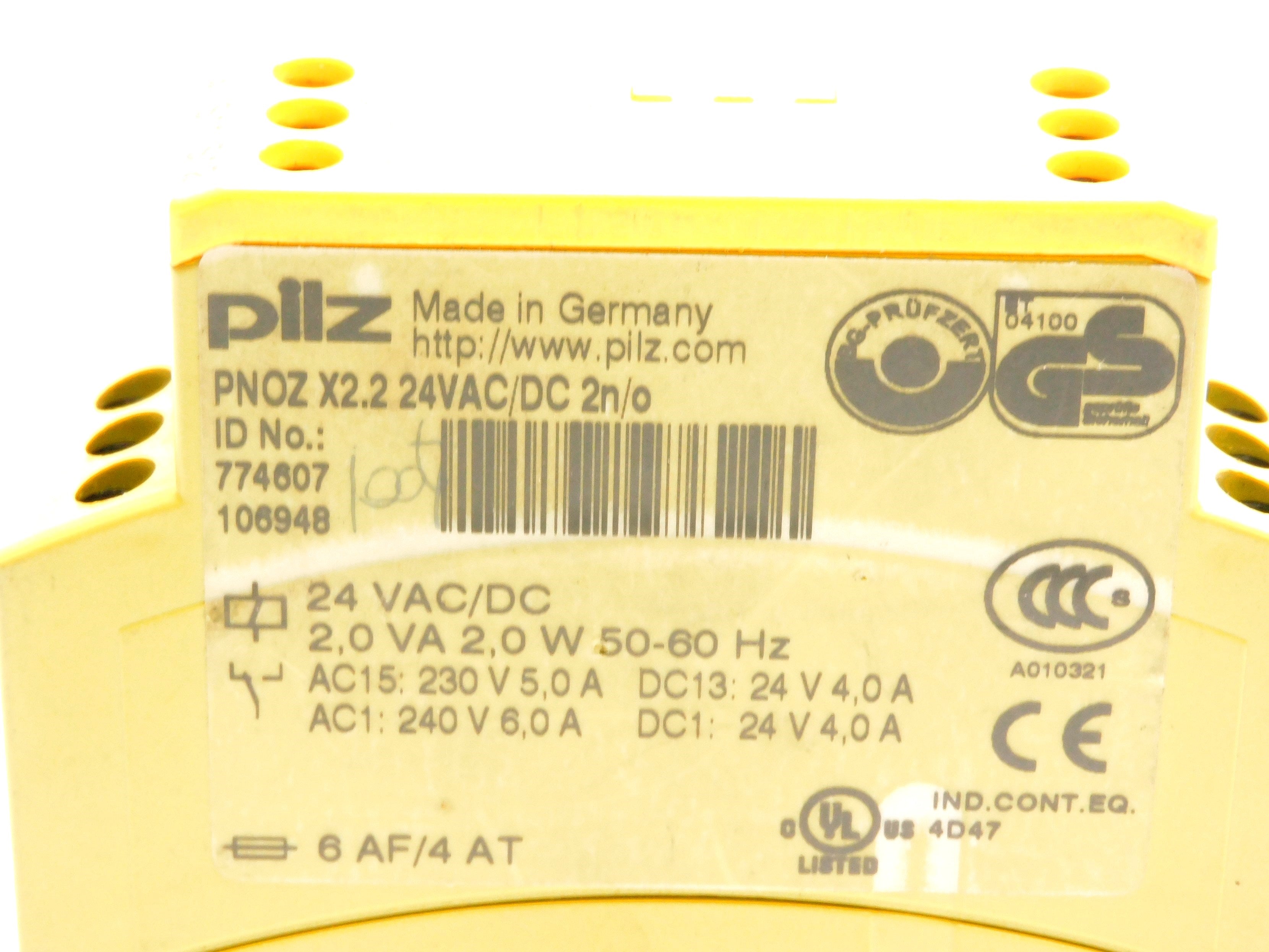 PILZ PNOZ-X2.2-24VAC/DC-2N/O 6A UNMP