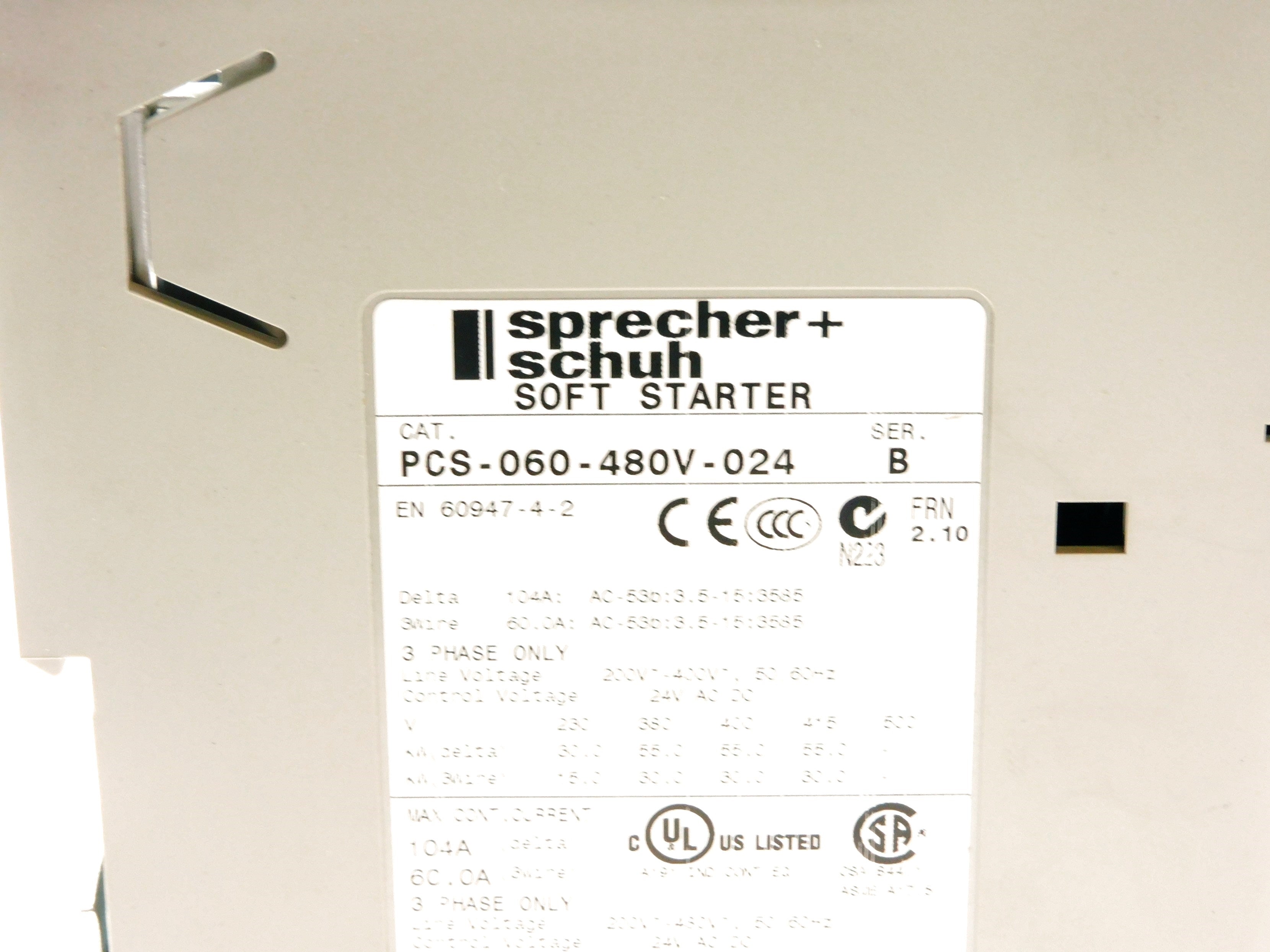SPRECHER+SCHUH PCS-060-480V-024 SER. B F/W 2.10 NSNP
