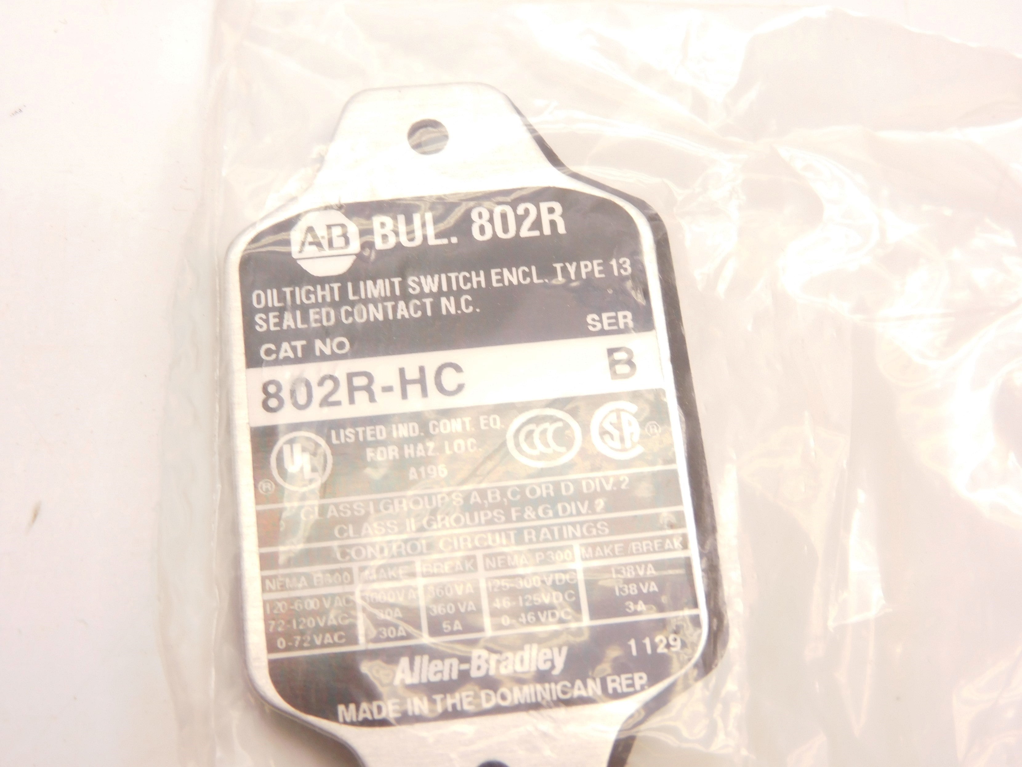 INDUSTRIAL SPARE PART 802R-HC SER. B (WH) NSMP