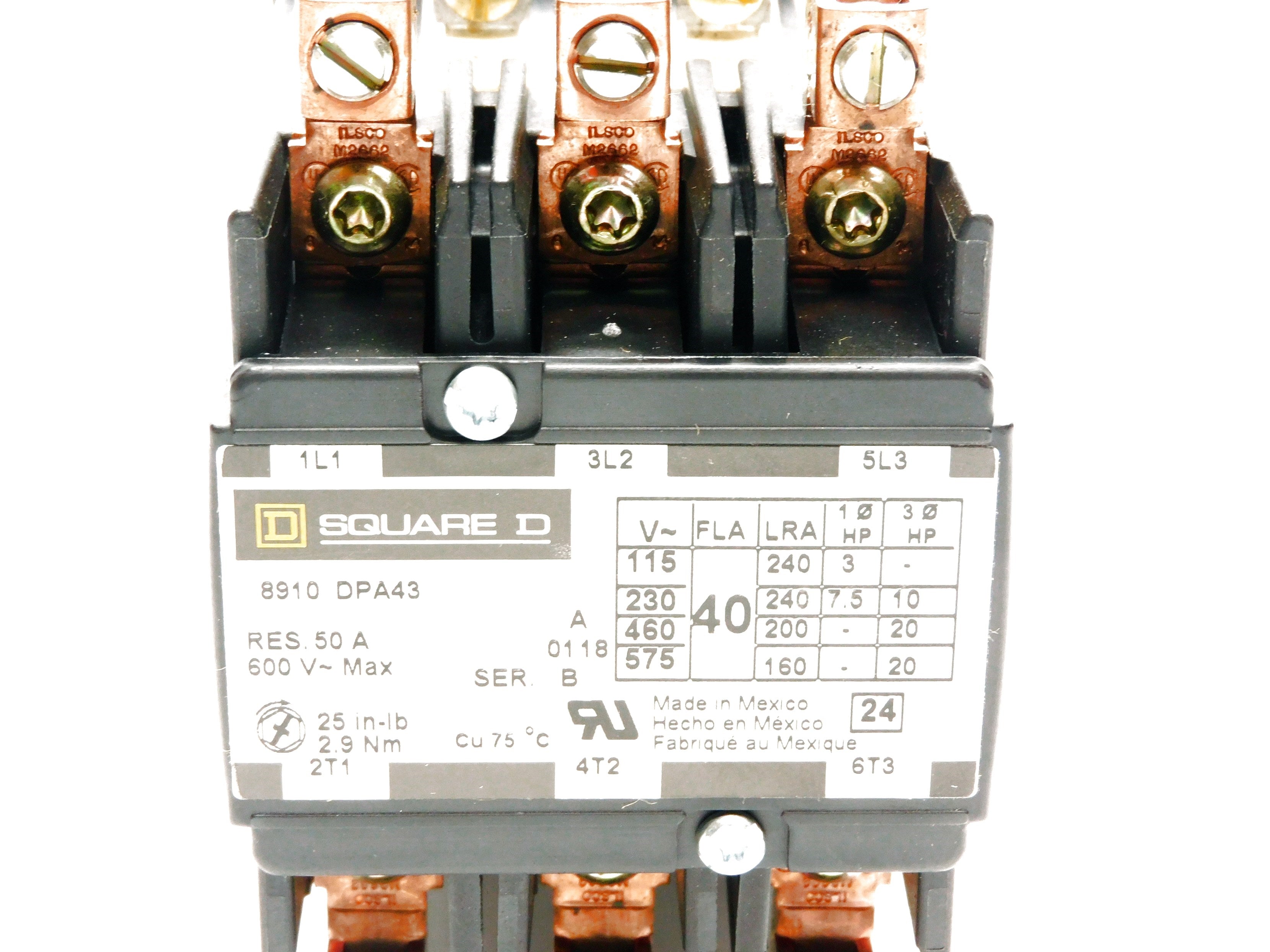 SQUARE D 8910DPA43V02 SER. B 110/120V 40A NSMP