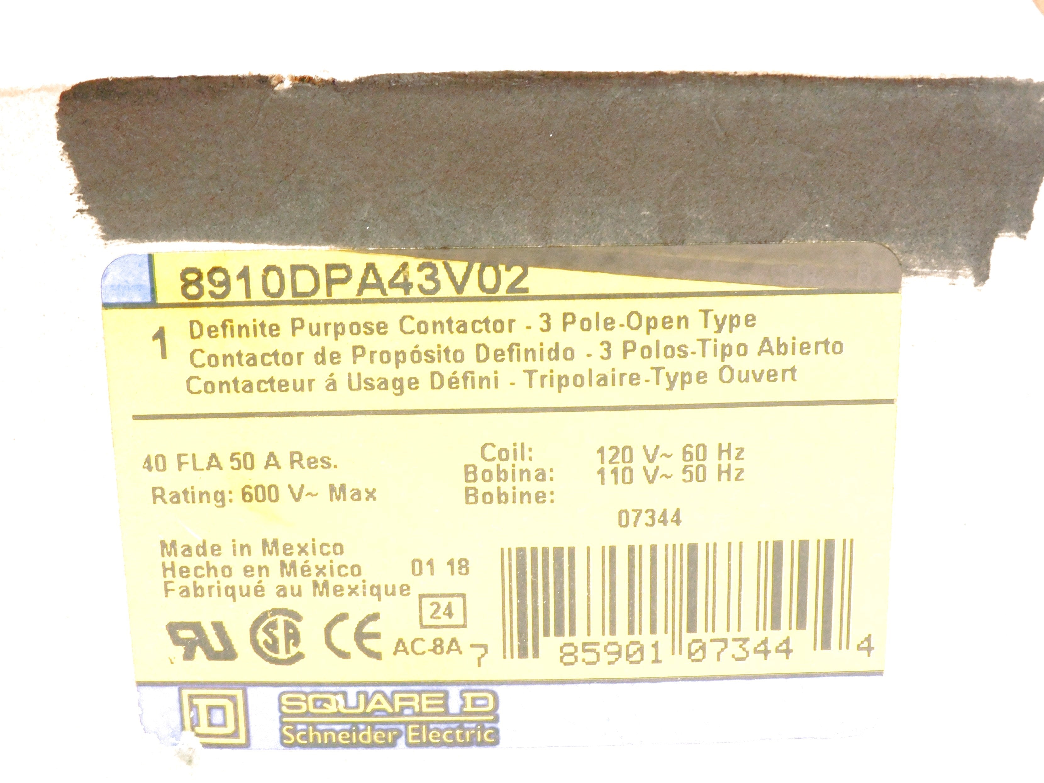 SQUARE D 8910DPA43V02 SER. B 110/120V 40A NSMP