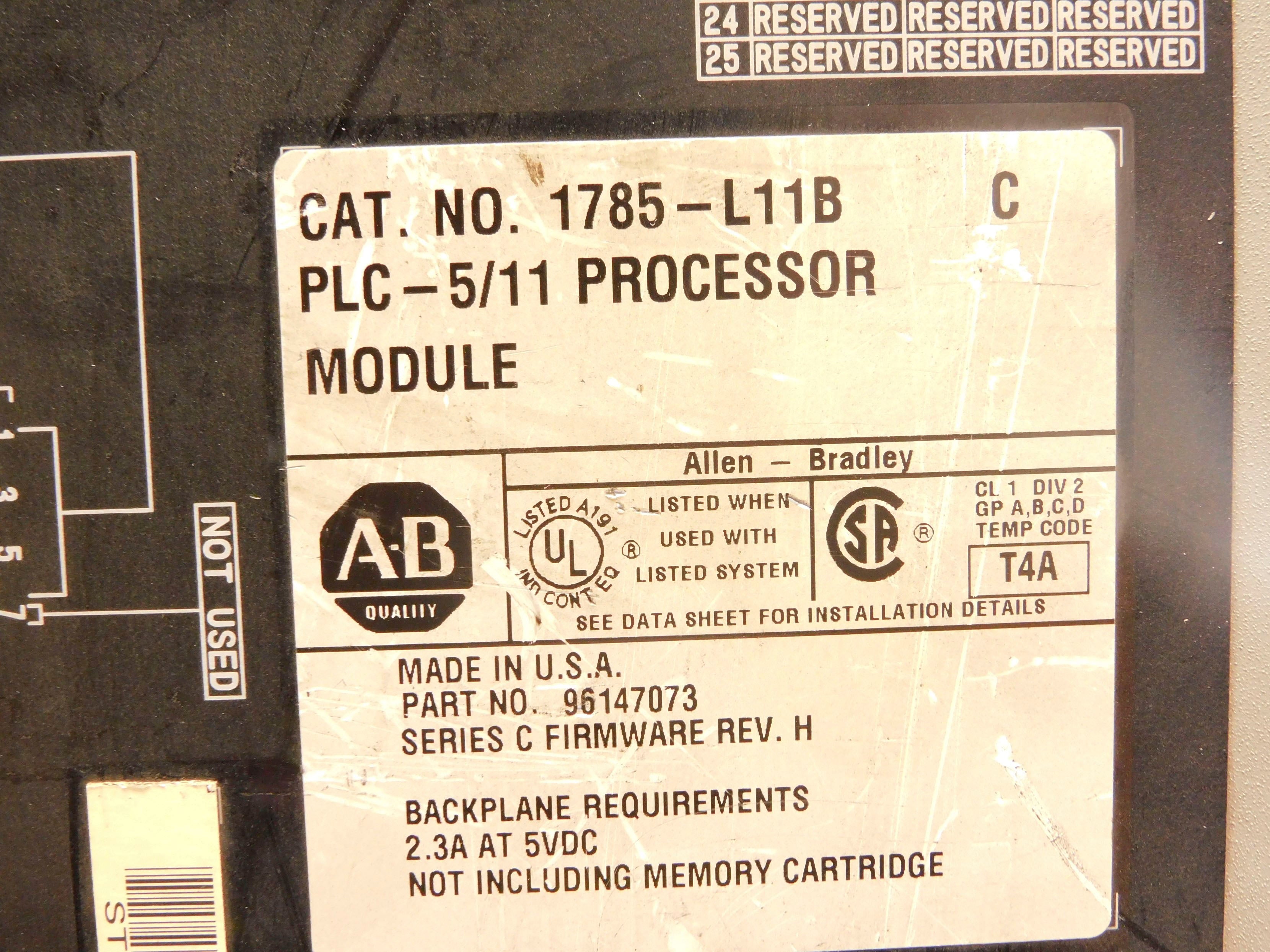 ALLEN BRADLEY 1785-L11B SER. C F/W H (NO KEY) UNMP