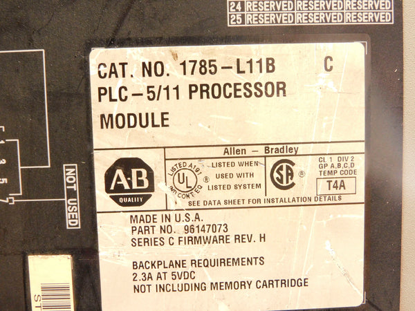 ALLEN BRADLEY 1785-L11B SER. C F/W H (NO KEY) UNMP