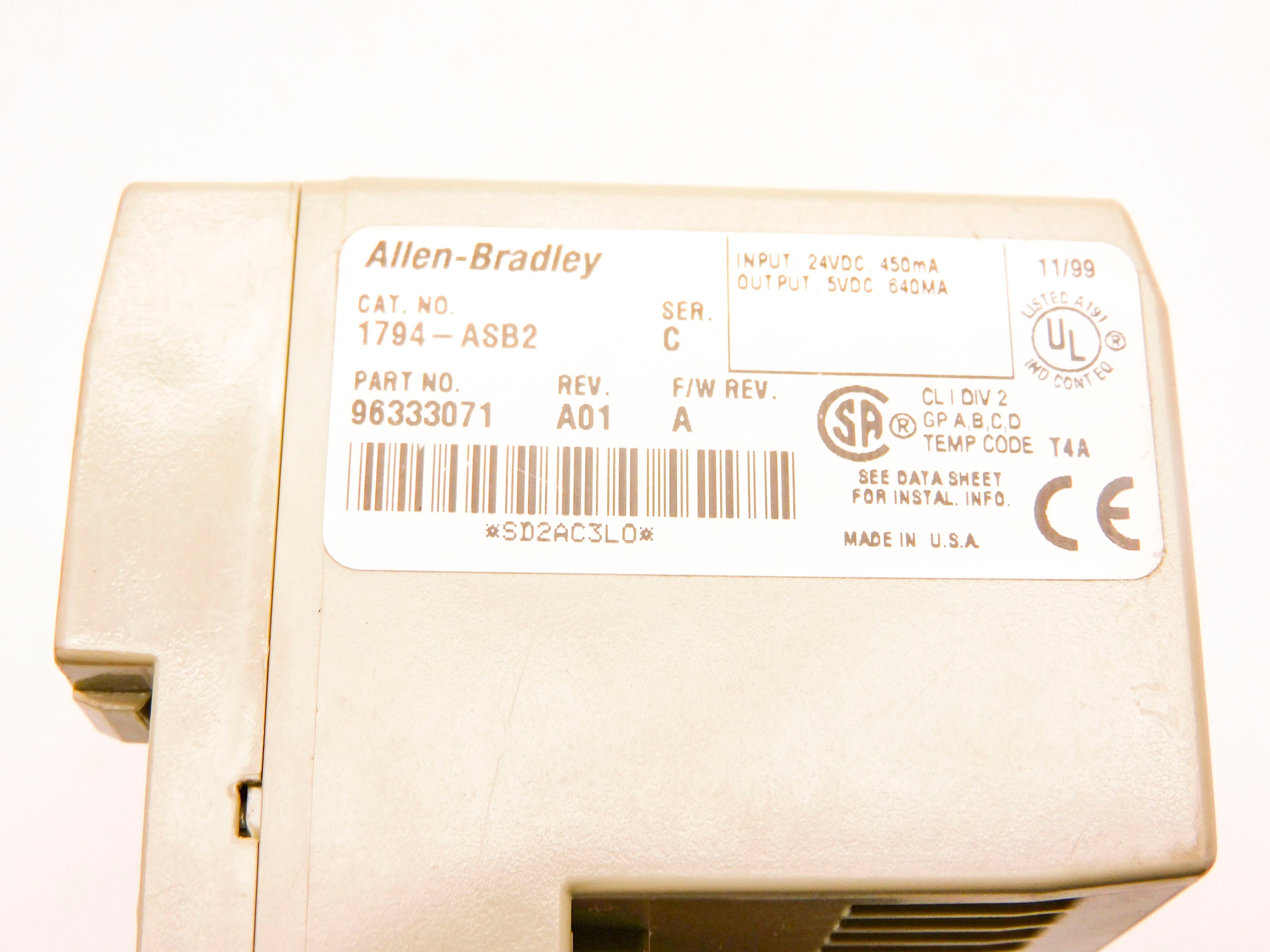ALLEN BRADLEY 1794-ASB2 SER. C F/W A UNMP