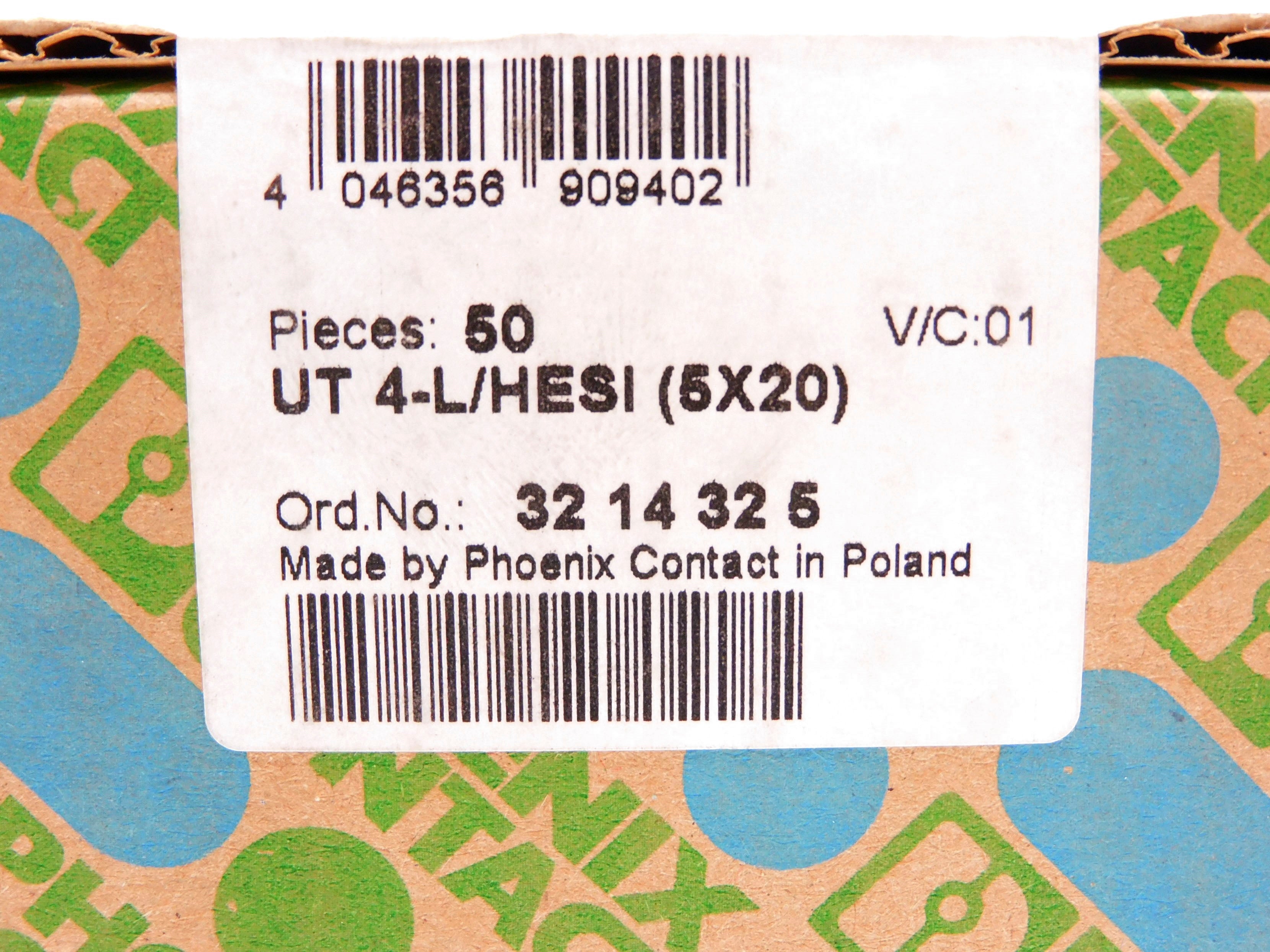 PHOENIX CONTACT UT4-L/HESI (5X20) (PKG OF 50) NSFS