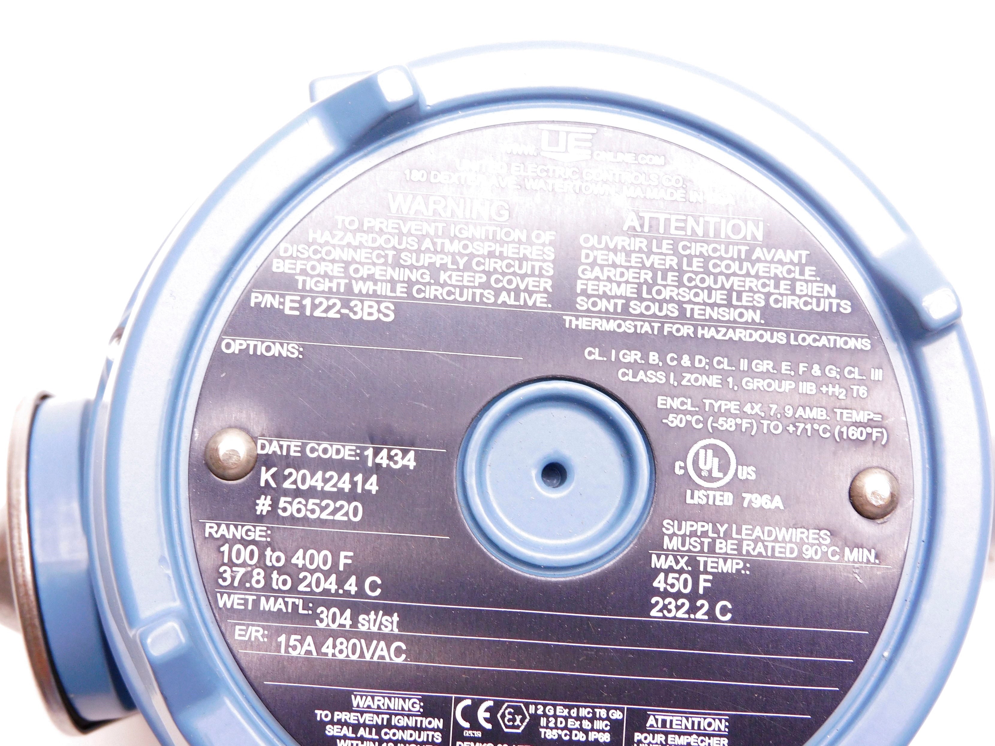 UNITED ELECTRIC E122-3BS 100-400F NSMP