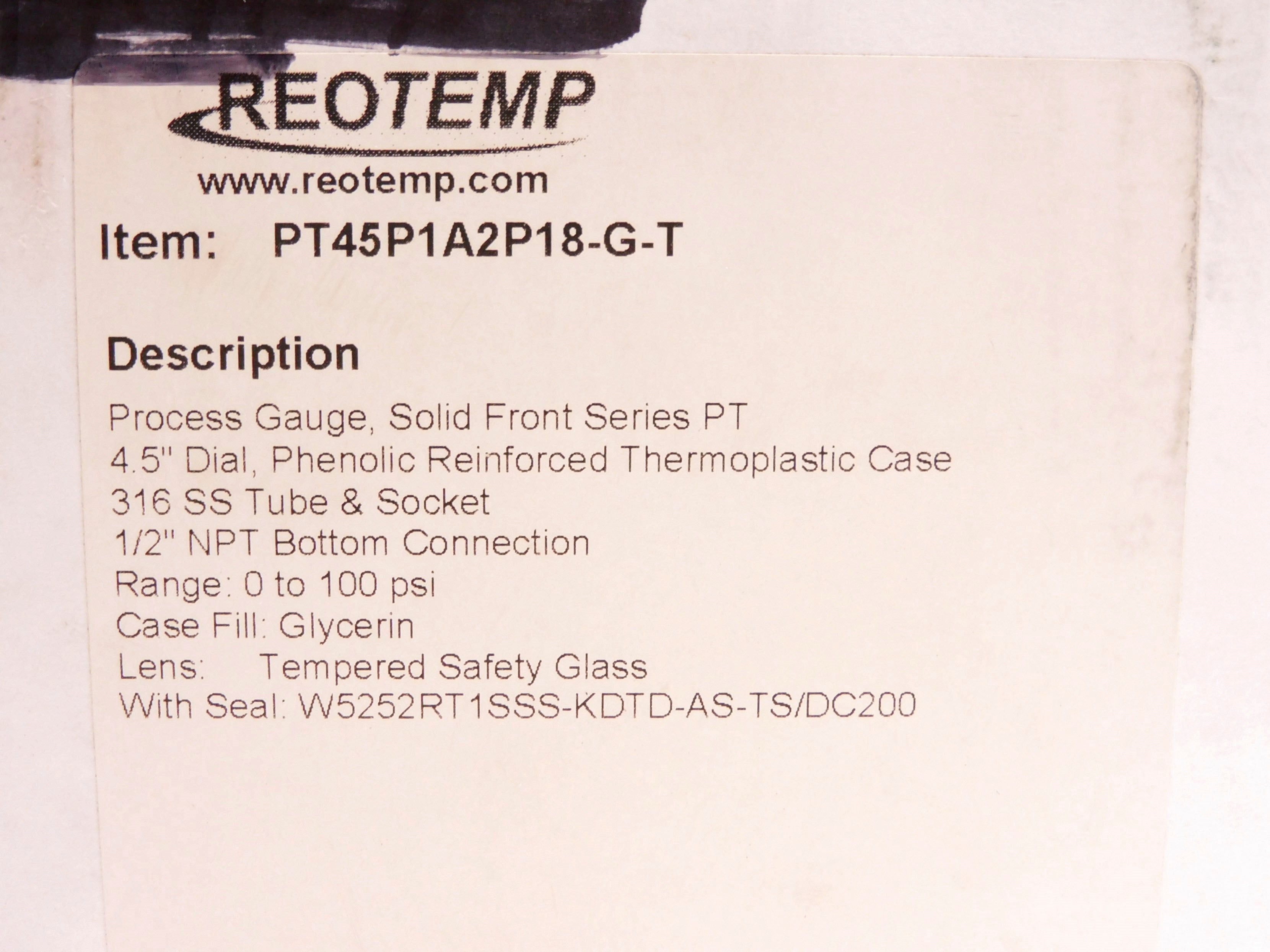 REOTEMP PT45P1A2P18-G-T 0-100PSI NSMP