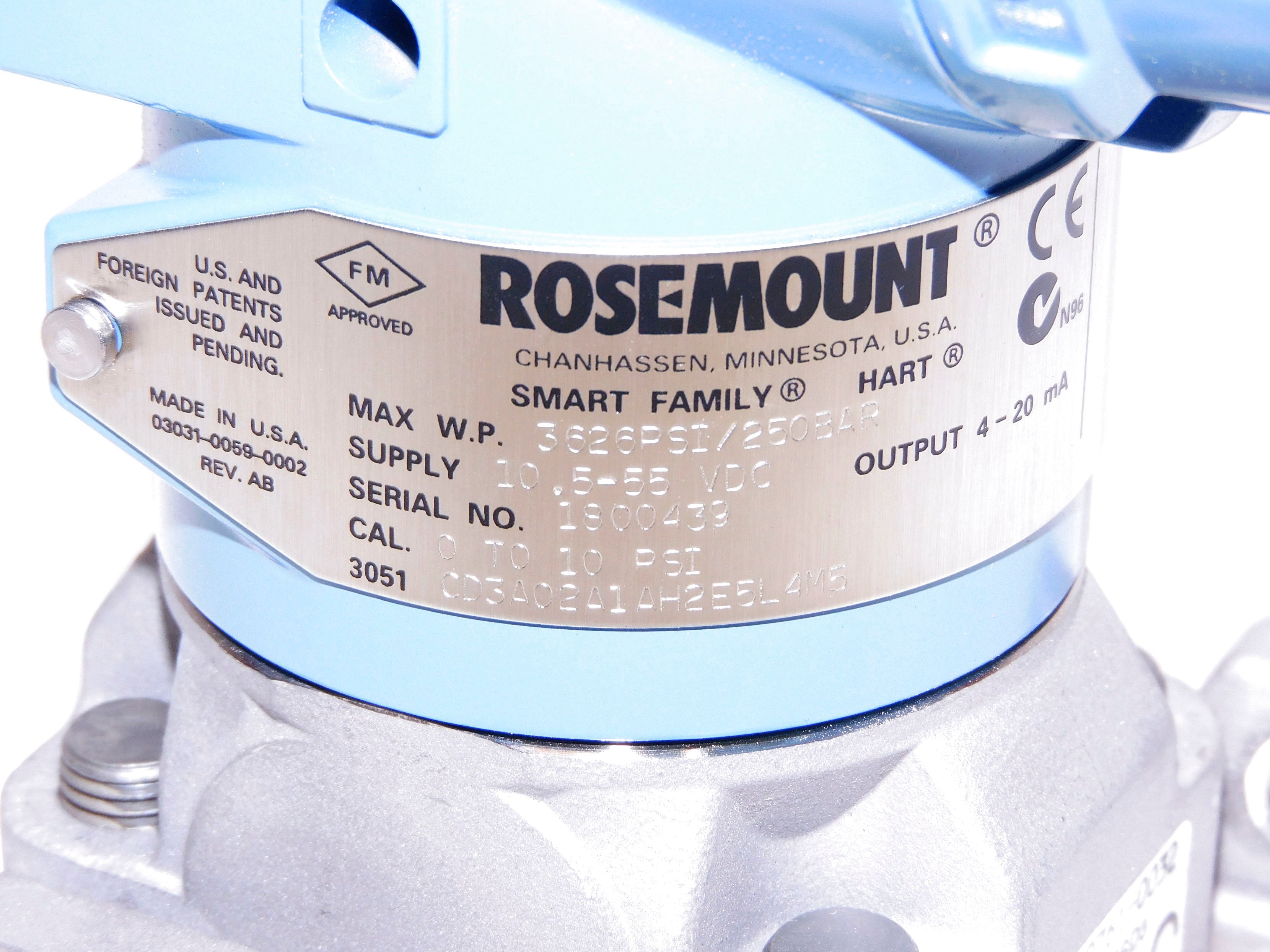 ROSEMOUNT 3051CD3A02A1AH2E5L4M5 (0-10PSI) NSMP