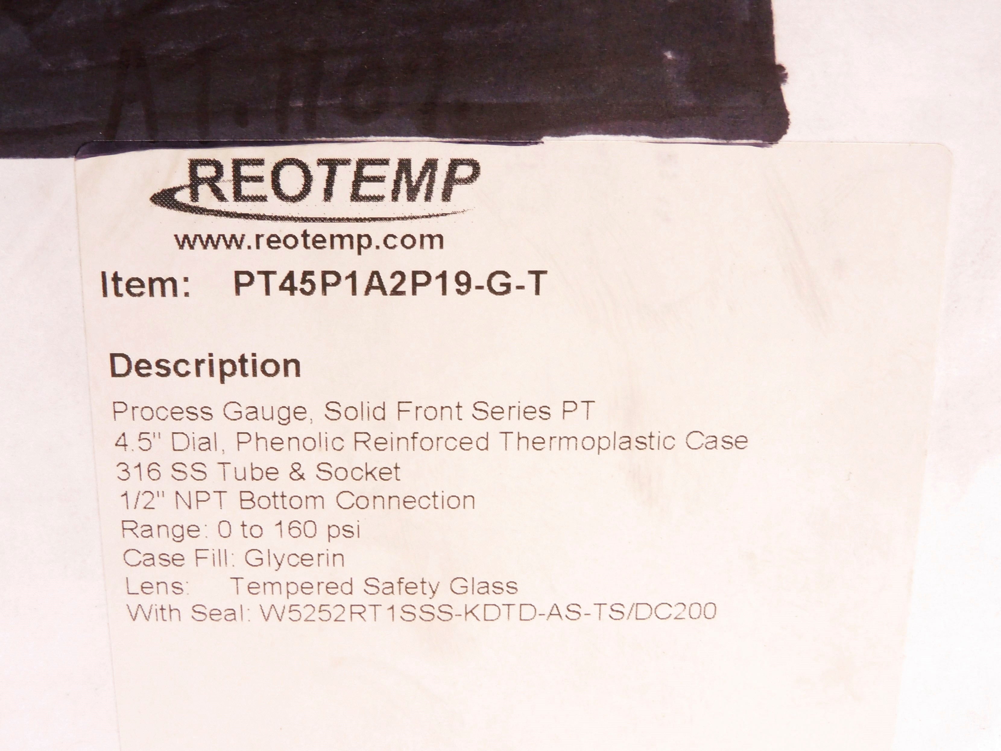 REOTEMP PT45P1A2P19-G-T 0-160PSI NSMP