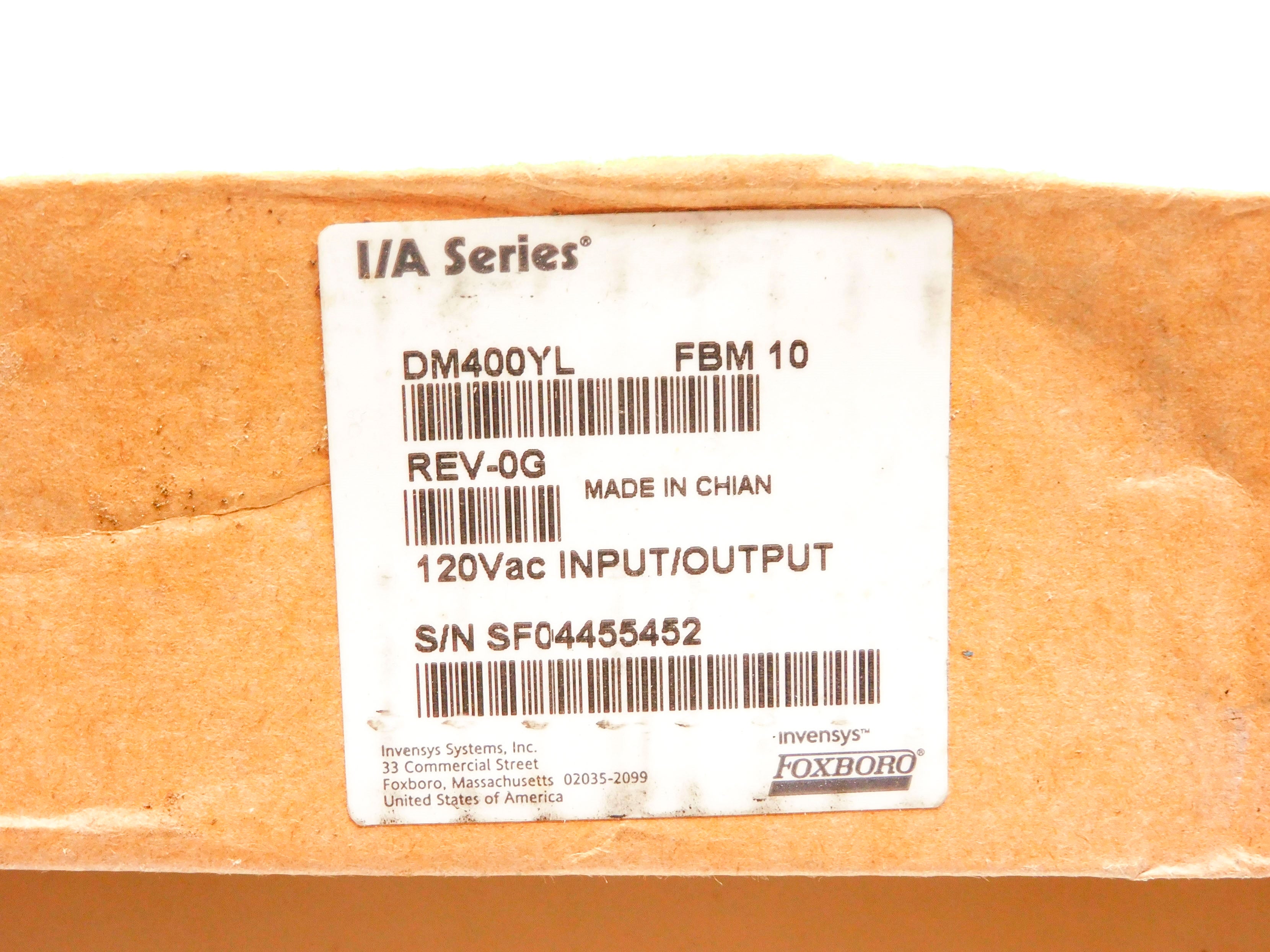 FOXBORO DM400YL FBM10 REV. 0G 120VAC NSFS