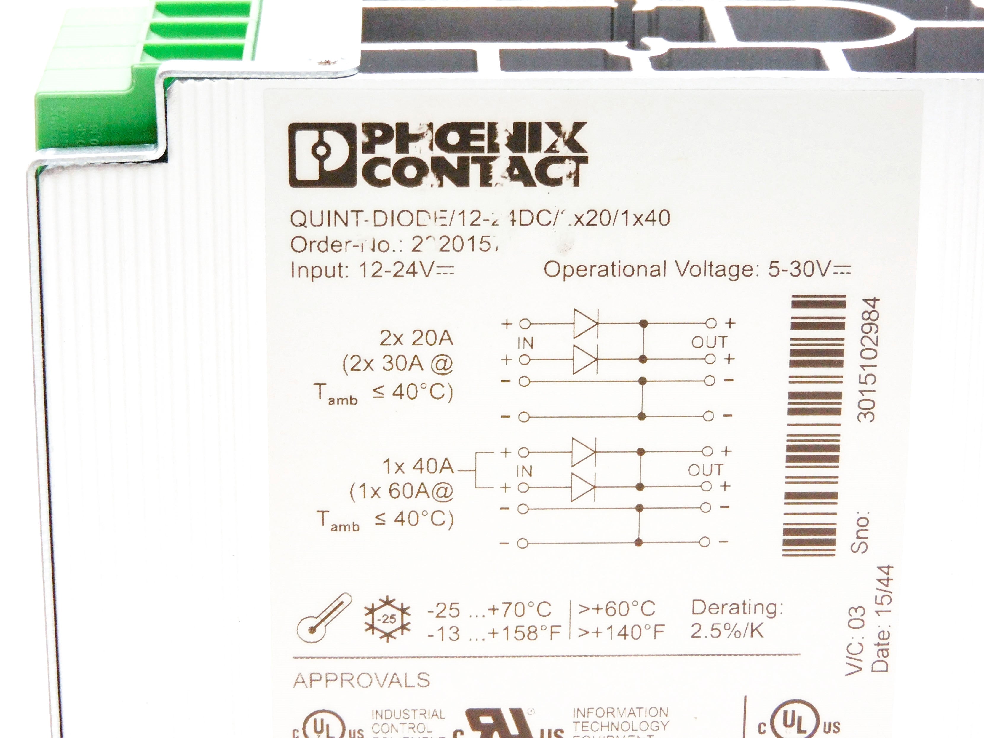 PHOENIX CONTACT QUINT-DIODE/12-24DC/2x20/1x40 NSMP