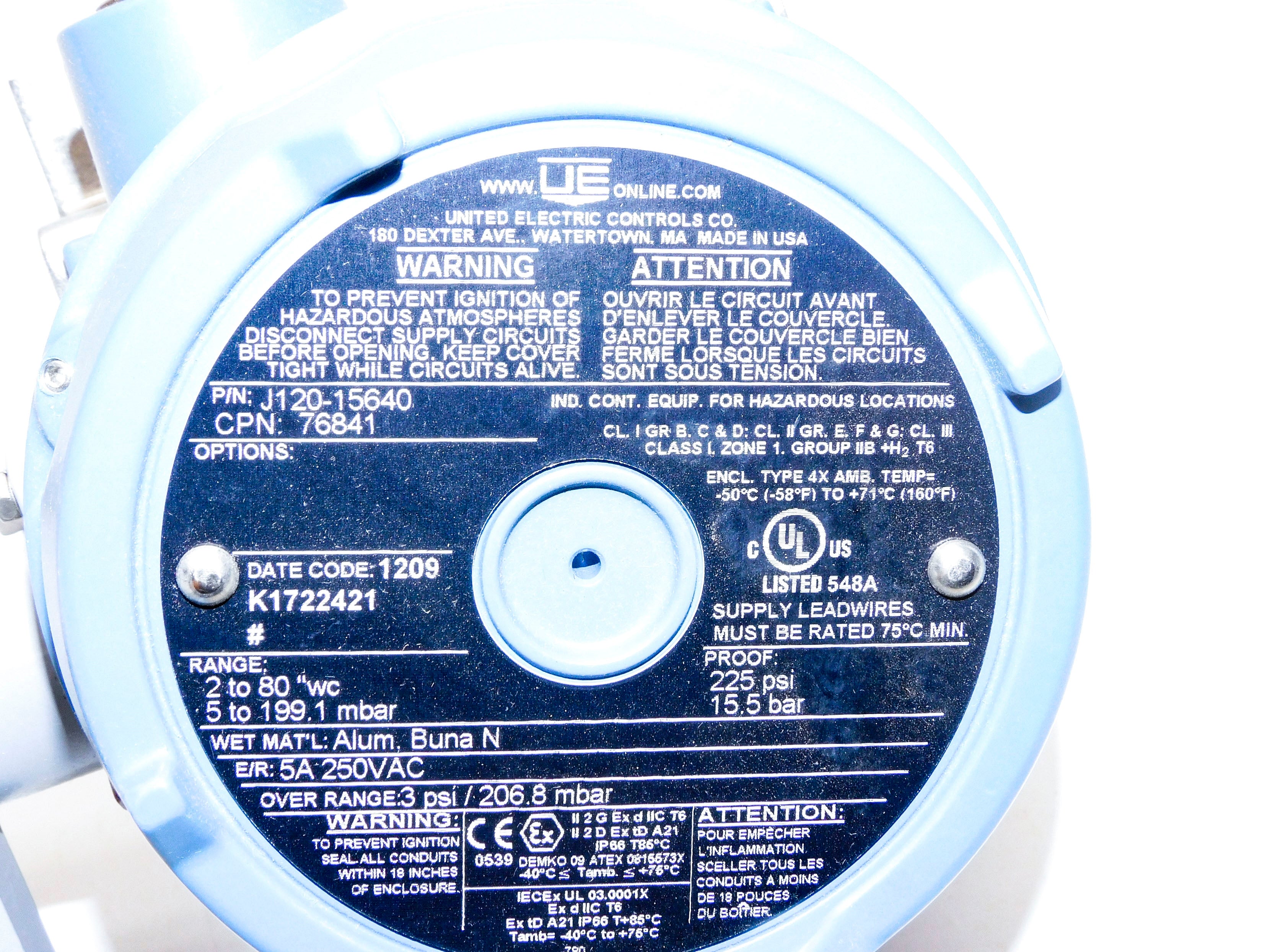 UNITED ELECTRIC J120-15640 NSMP