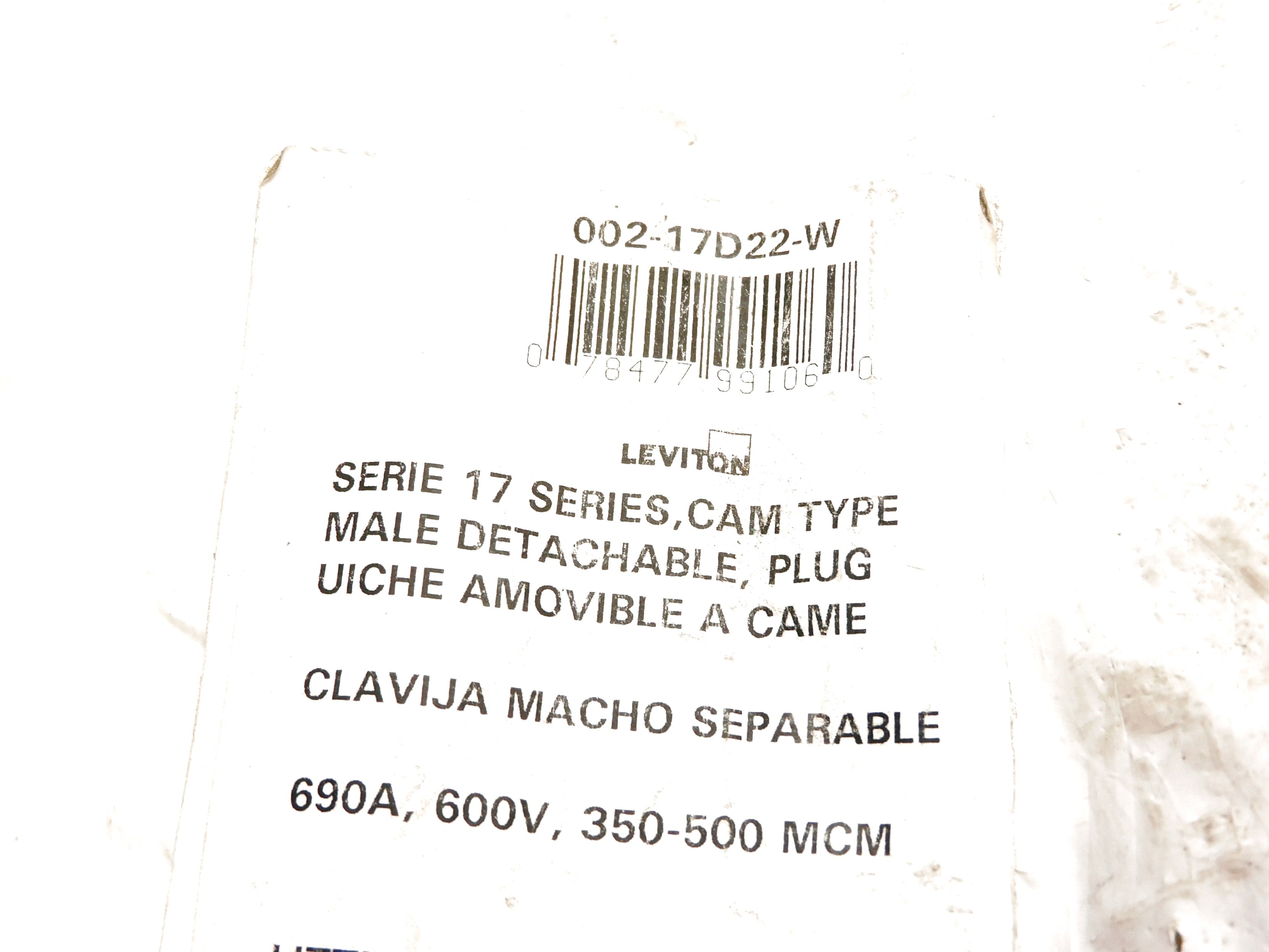 LEVITON 002-17D22-W (NO PLUG) (AS PICTURED) NSMP