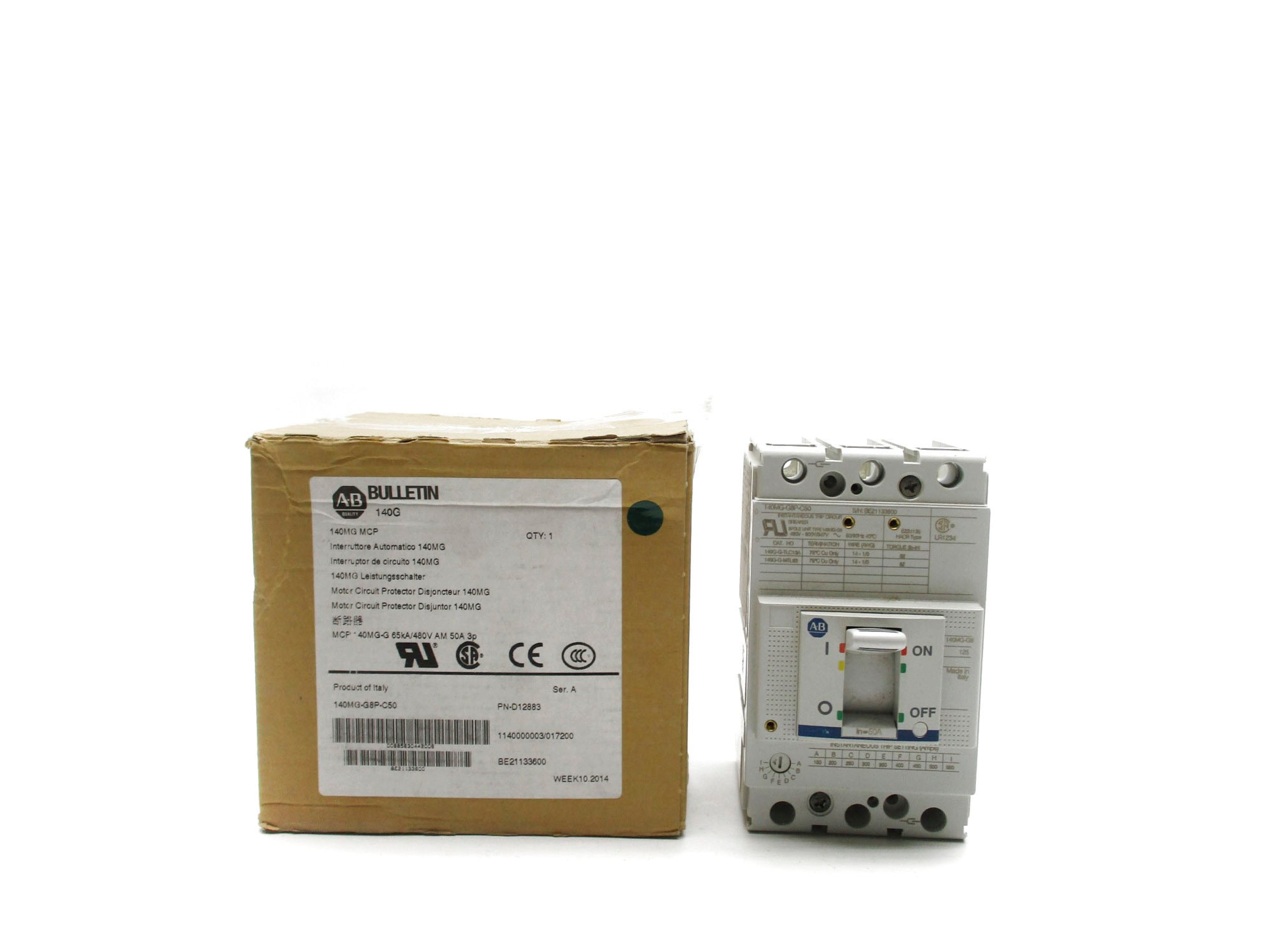 ALLEN BRADLEY 140MG-G8P-C50 SER. A 50A 480V (BR/WH) NSMP