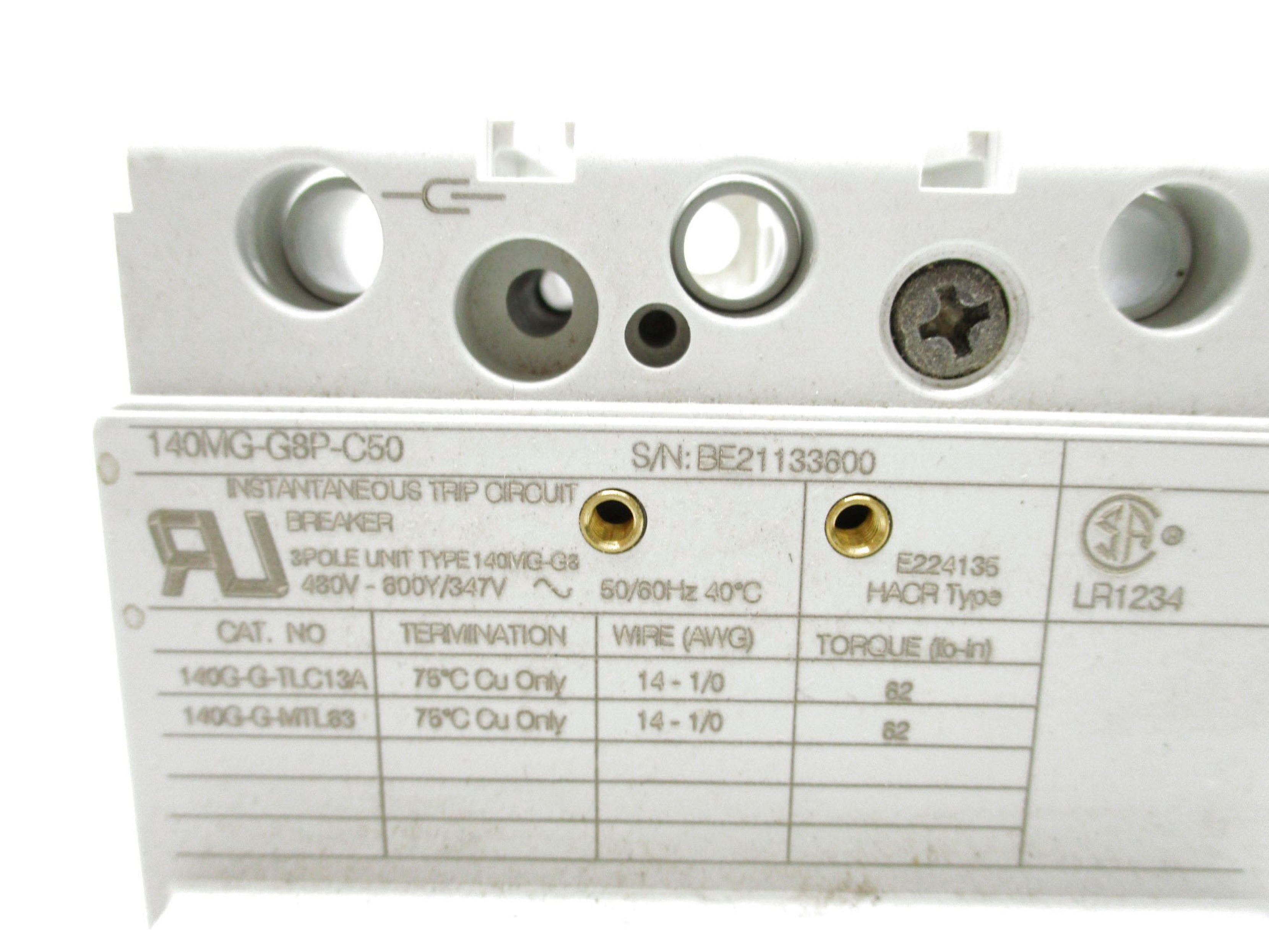 ALLEN BRADLEY 140MG-G8P-C50 SER. A 50A 480V (BR/WH) NSMP