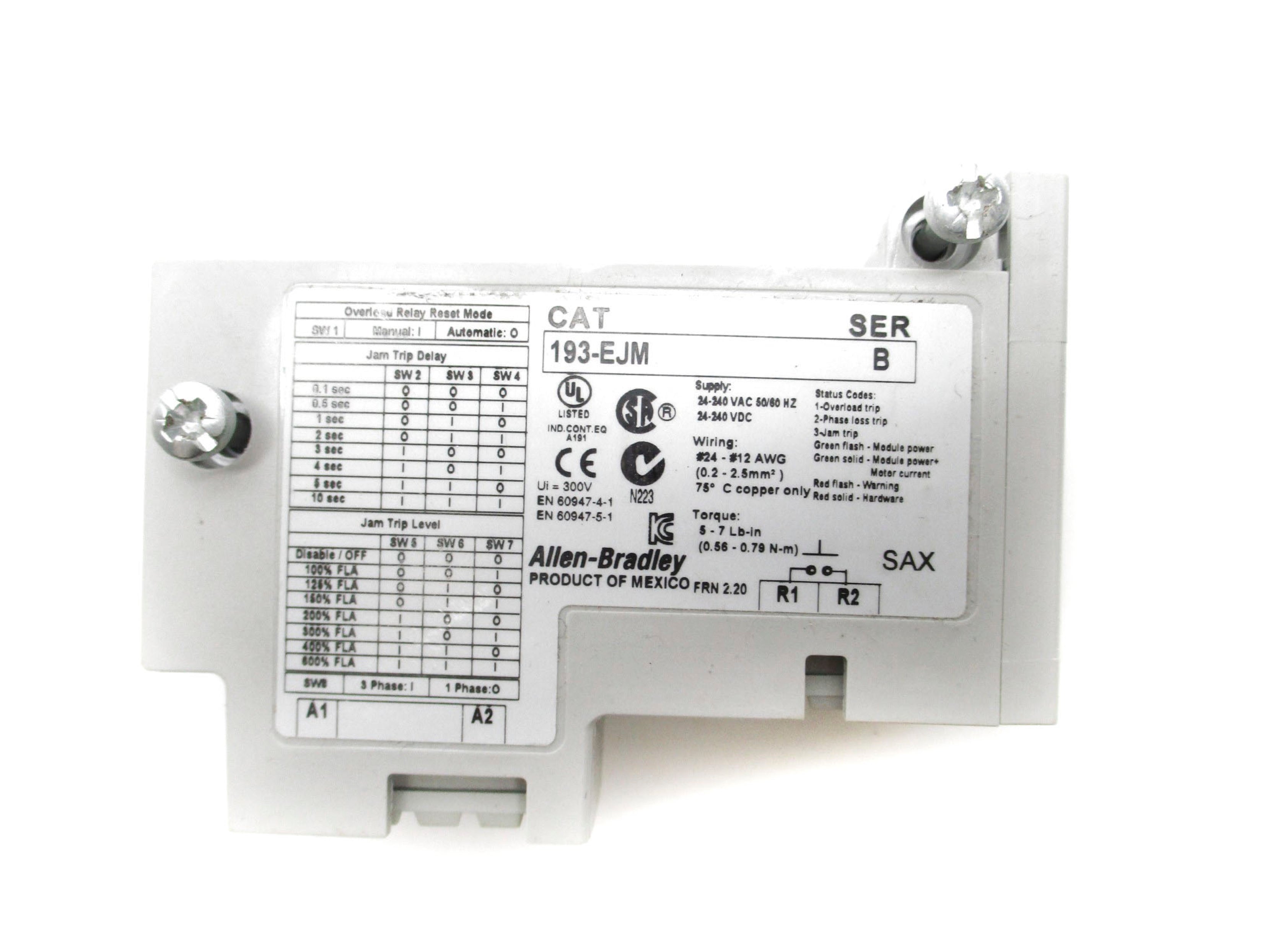 ALLEN BRADLEY 193-EJM SER. B (BR/WH) NSMP