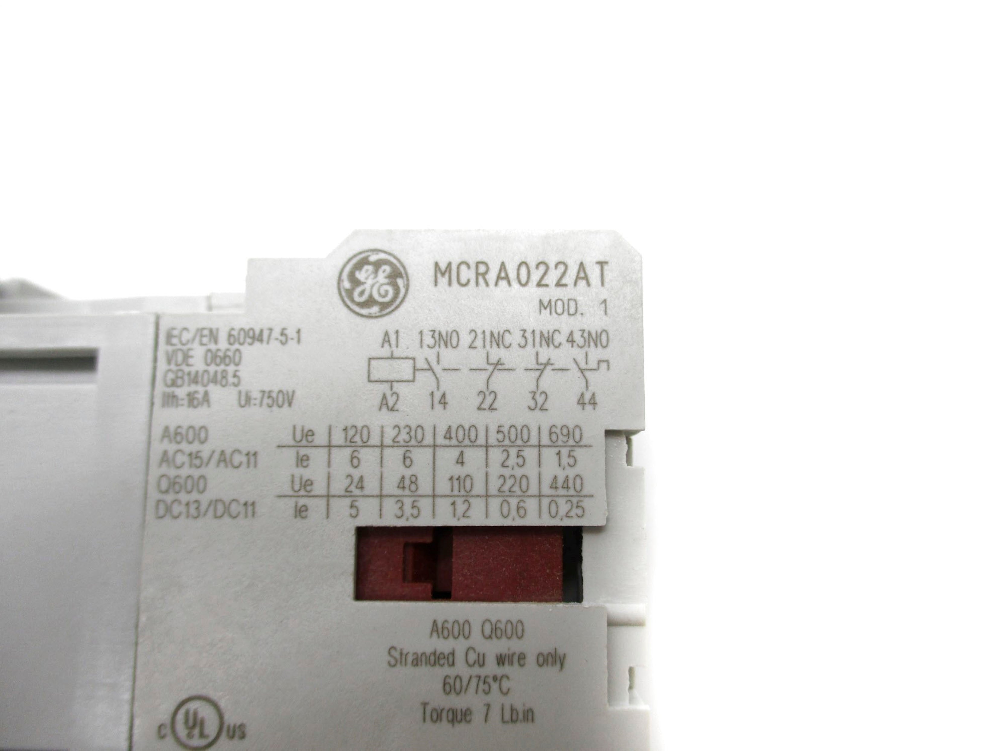 GENERAL ELECTRIC MCRA022ATJ 110/120V 16A NSMP