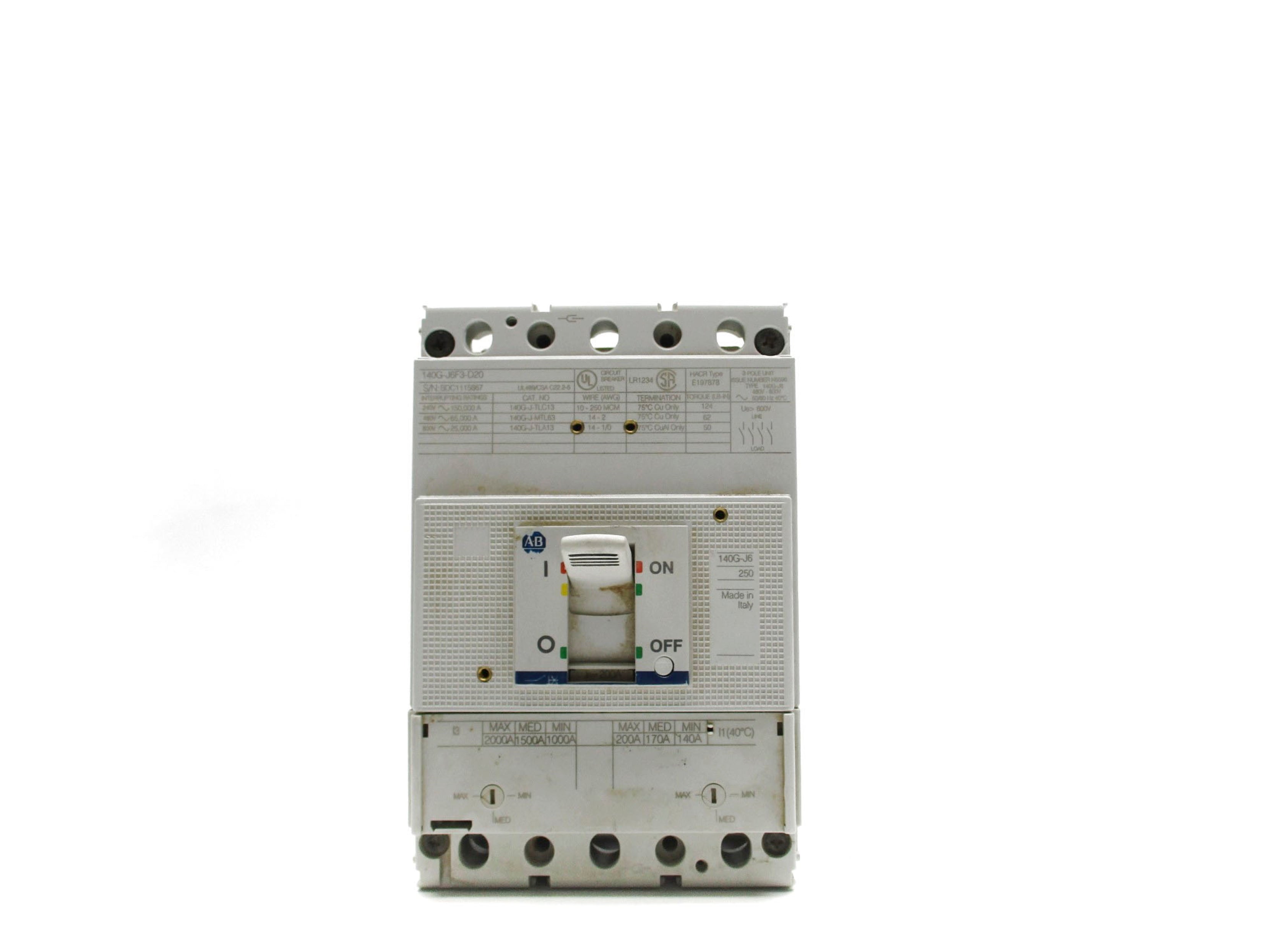 ALLEN BRADLEY 140G-J6F3-D20 250A (AS PICTURED) UNMP