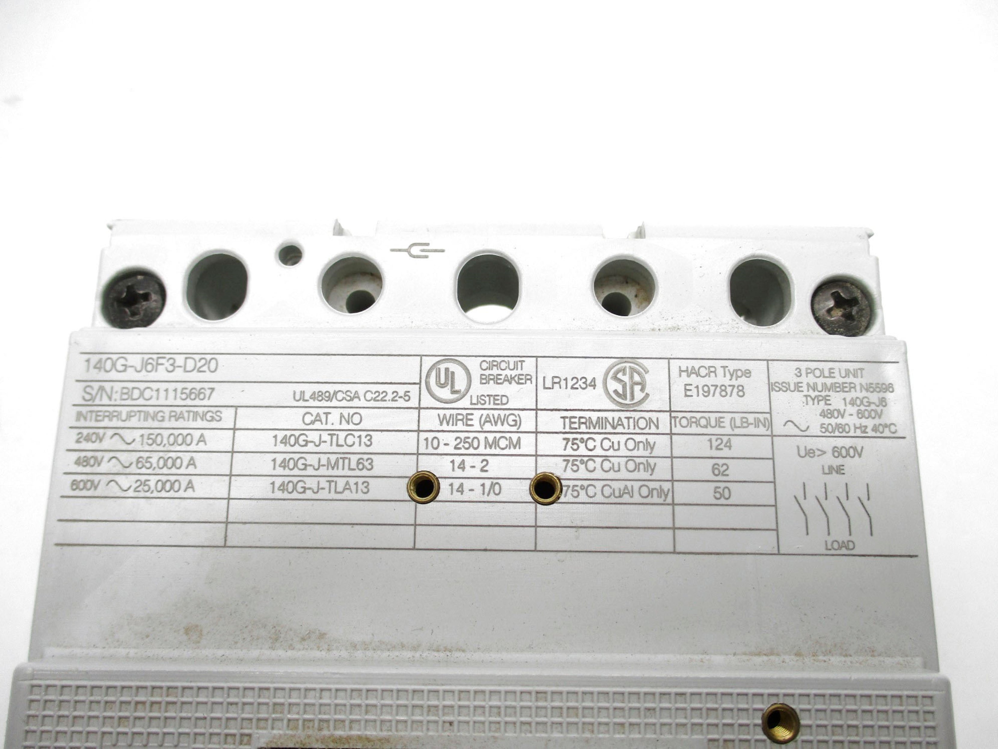 ALLEN BRADLEY 140G-J6F3-D20 250A (AS PICTURED) UNMP