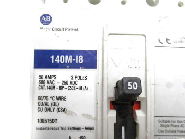 ALLEN BRADLEY 140M-I8P-C50S-M SER. A 50A 600VAC UNMP