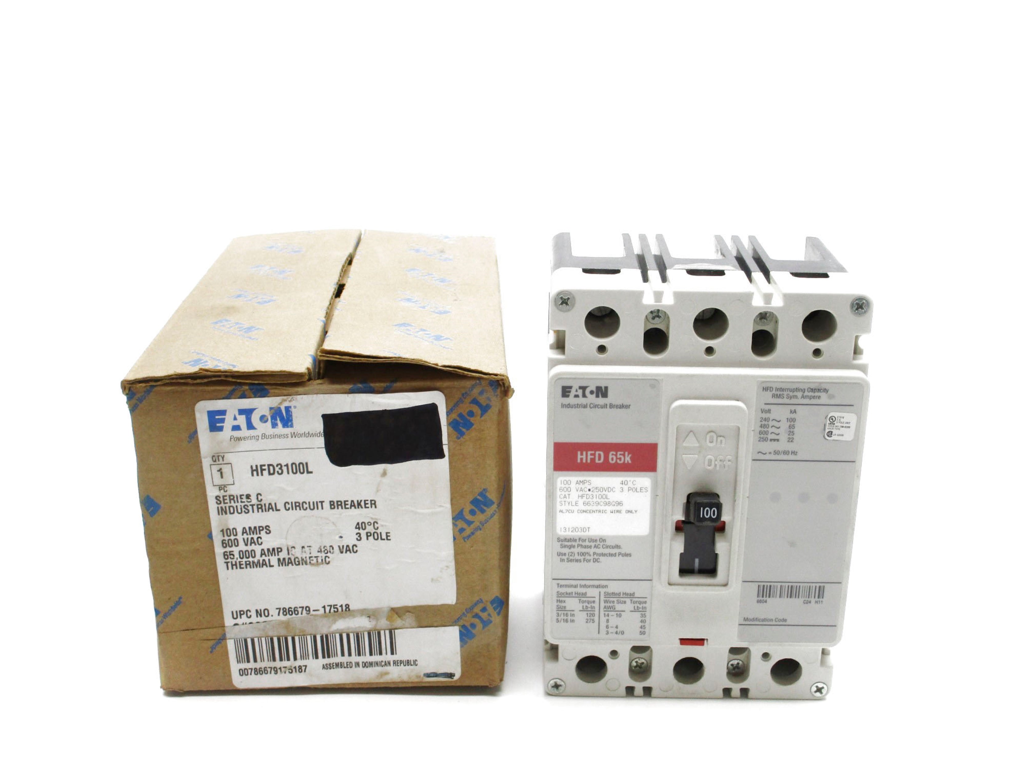 EATON HFD3100L SER. C 100A 600VAC (WHITE) NSMP