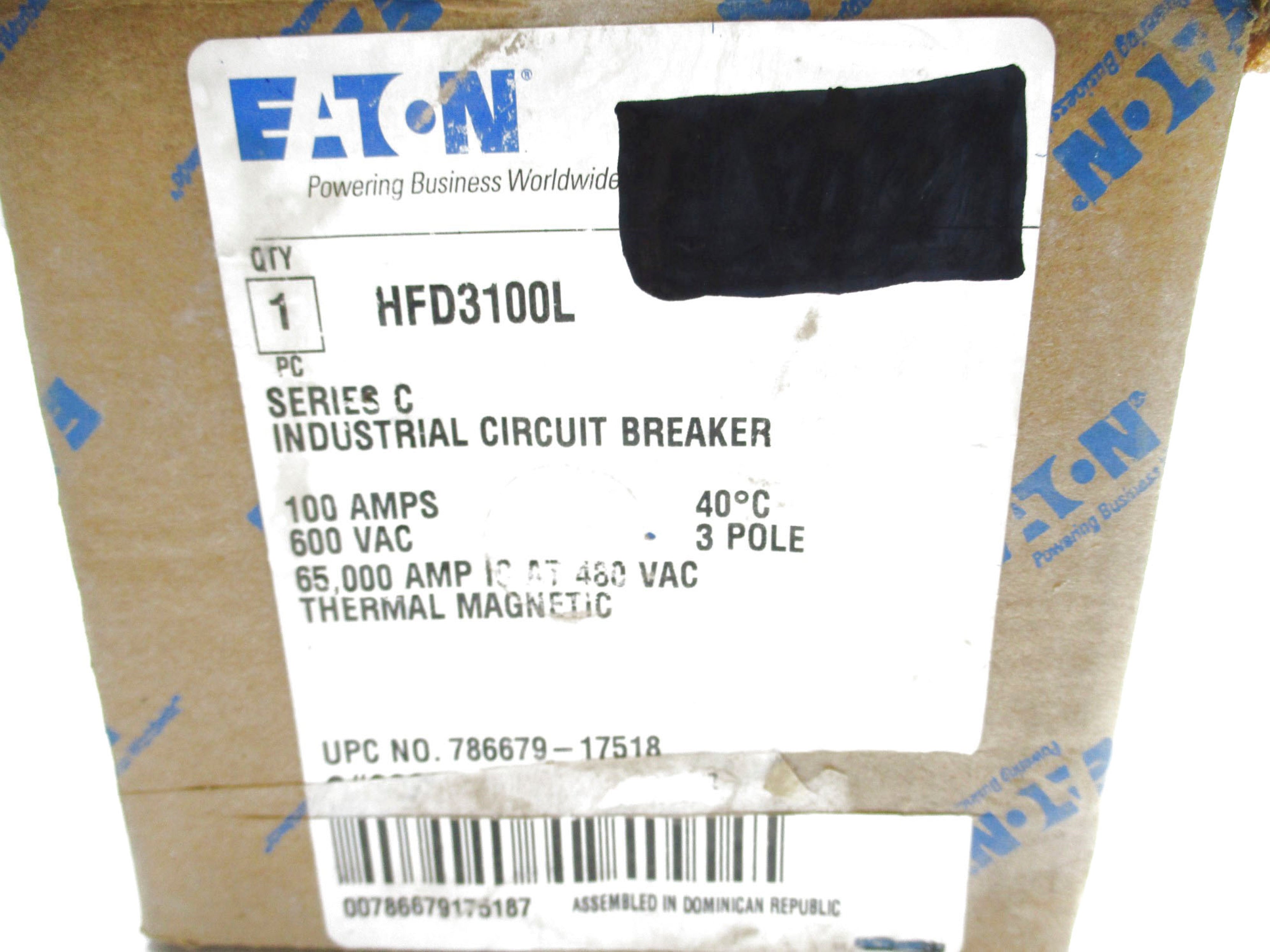 EATON HFD3100L SER. C 100A 600VAC (WHITE) NSMP
