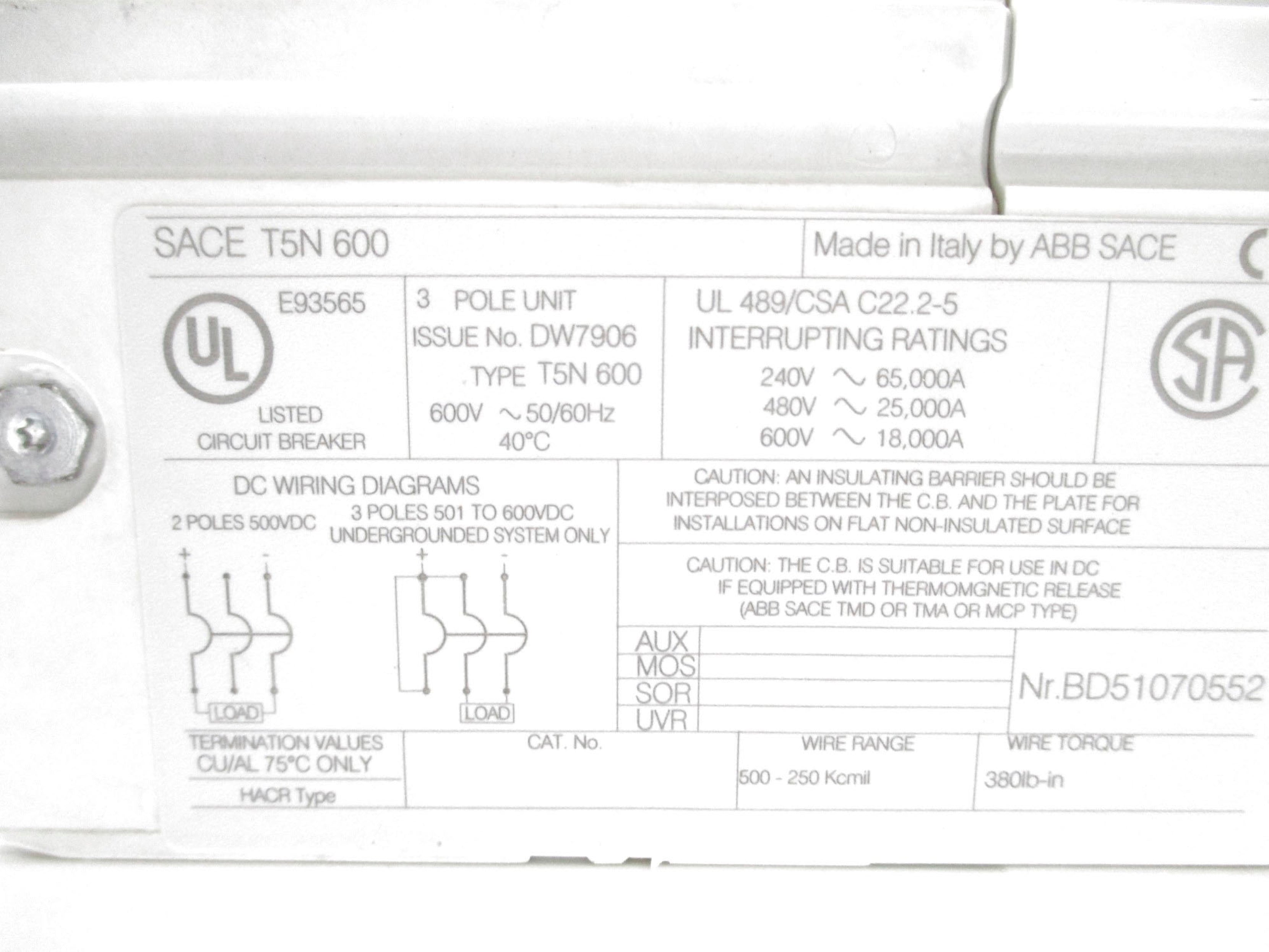 ABB SACET5N600 600A 600V UNMP