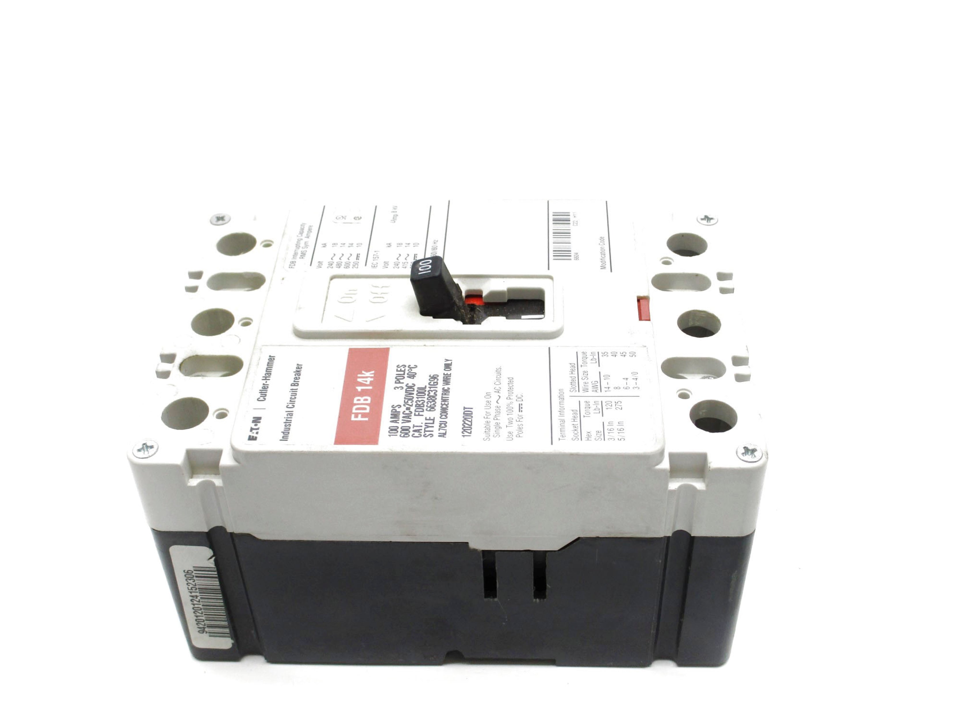 EATON FDB3100L SER. C 100A 600VAC (WHITE) NSMP