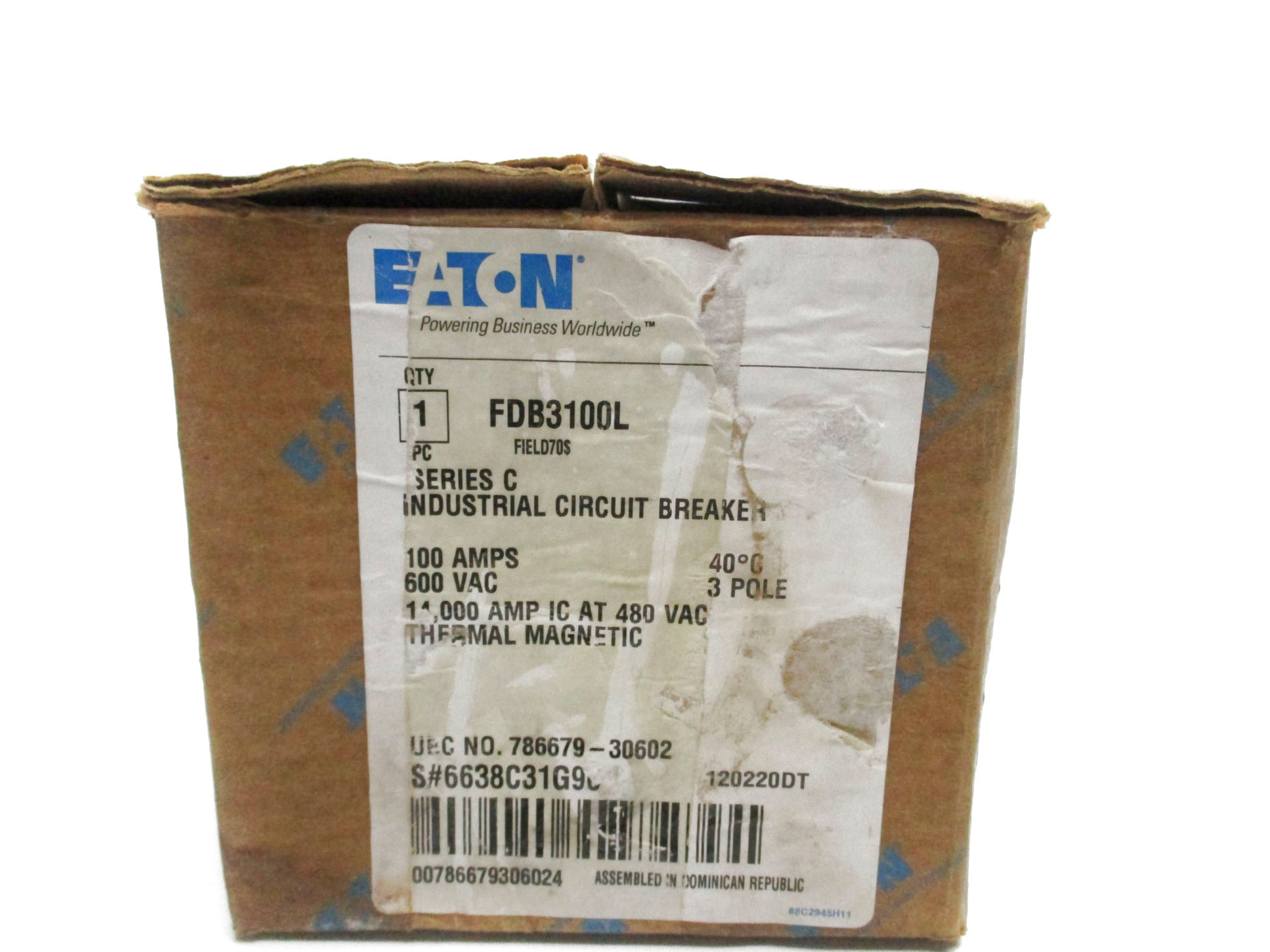 EATON FDB3100L SER. C 100A 600VAC (WHITE) NSMP