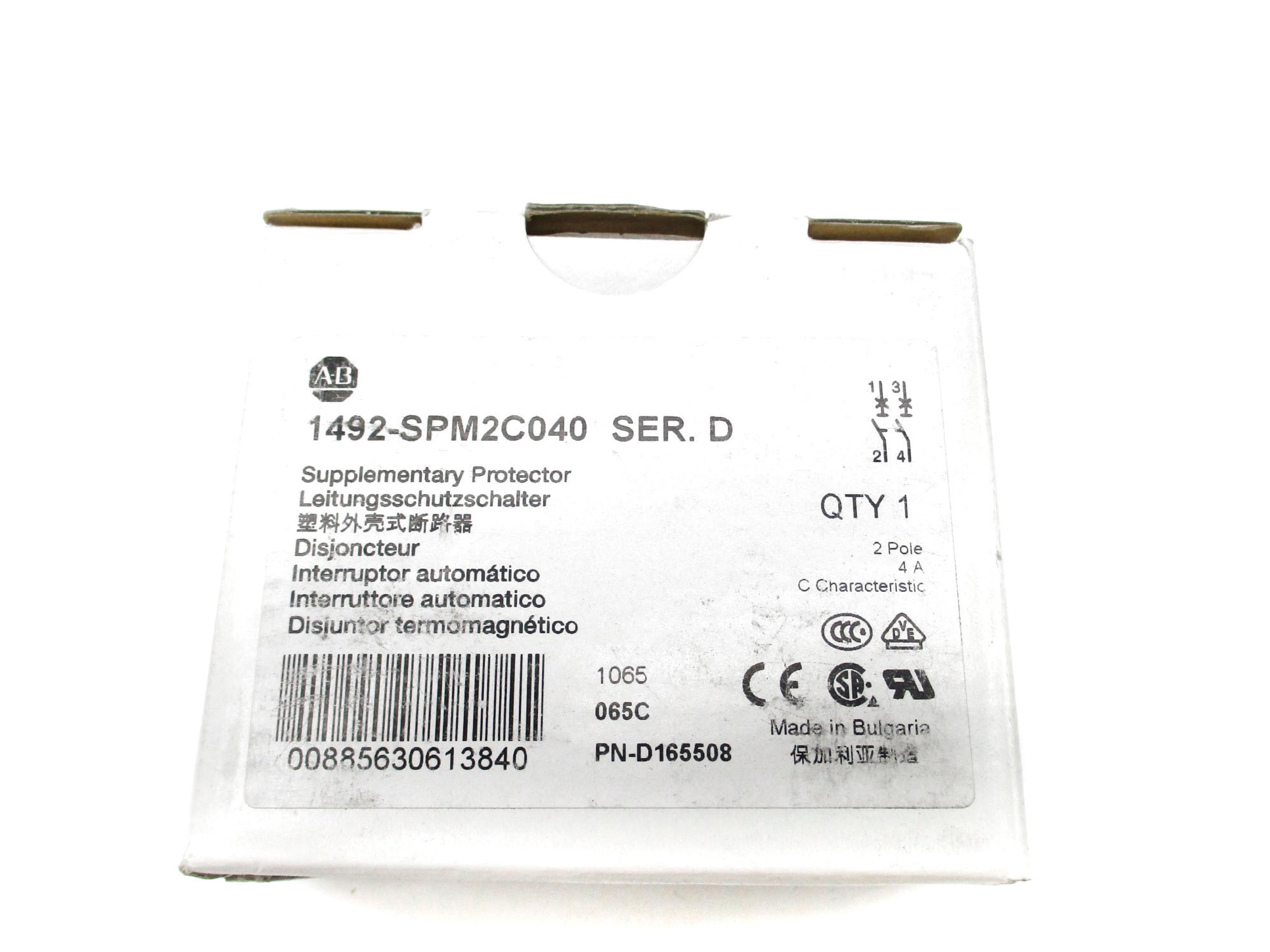 ALLEN BRADLEY 1492-SPM2C040 SER. D 4A 480/277VAC NSMP