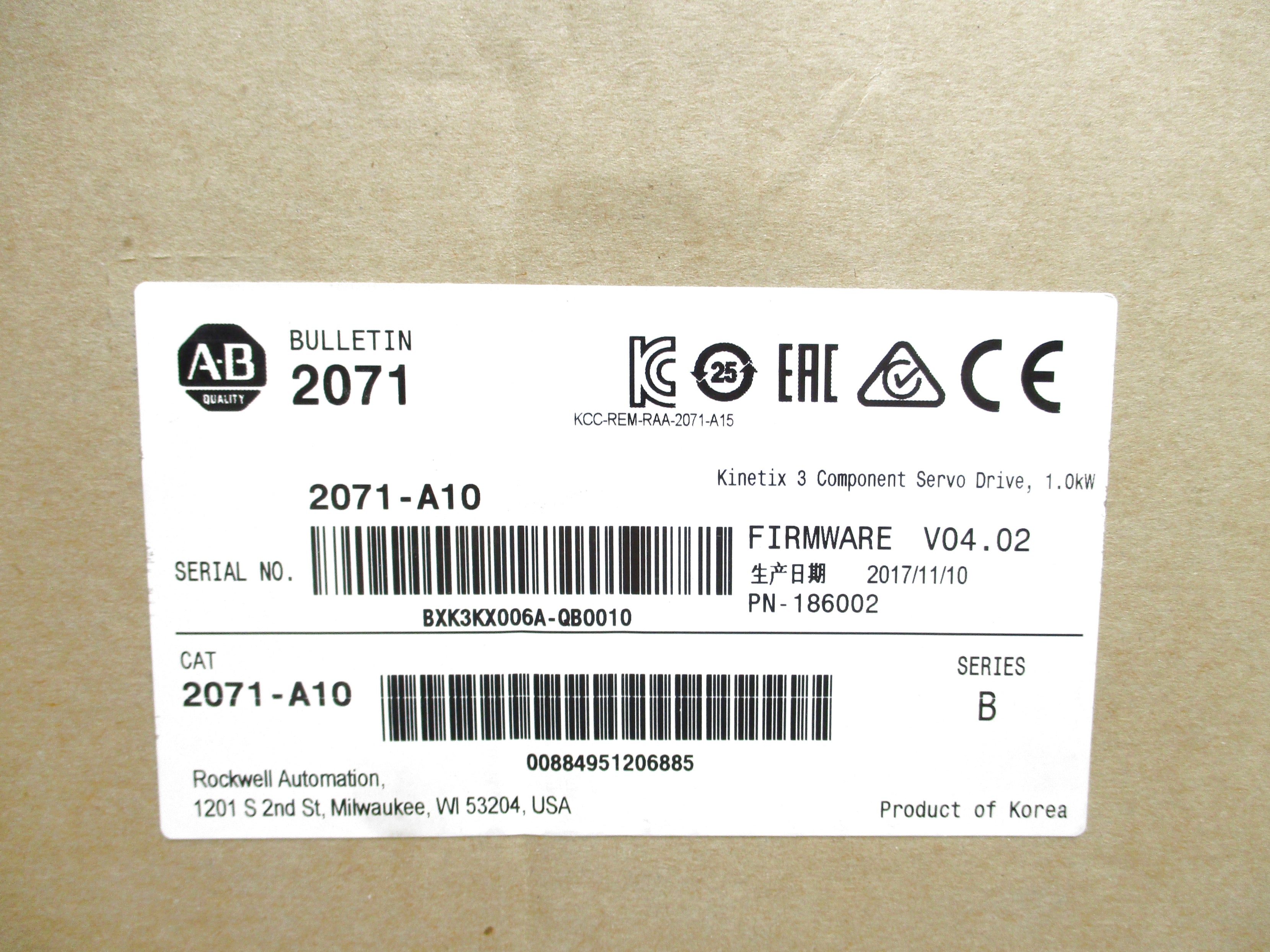 ALLEN BRADLEY 2071-A10 SER. B F/W V04.02 NSMP