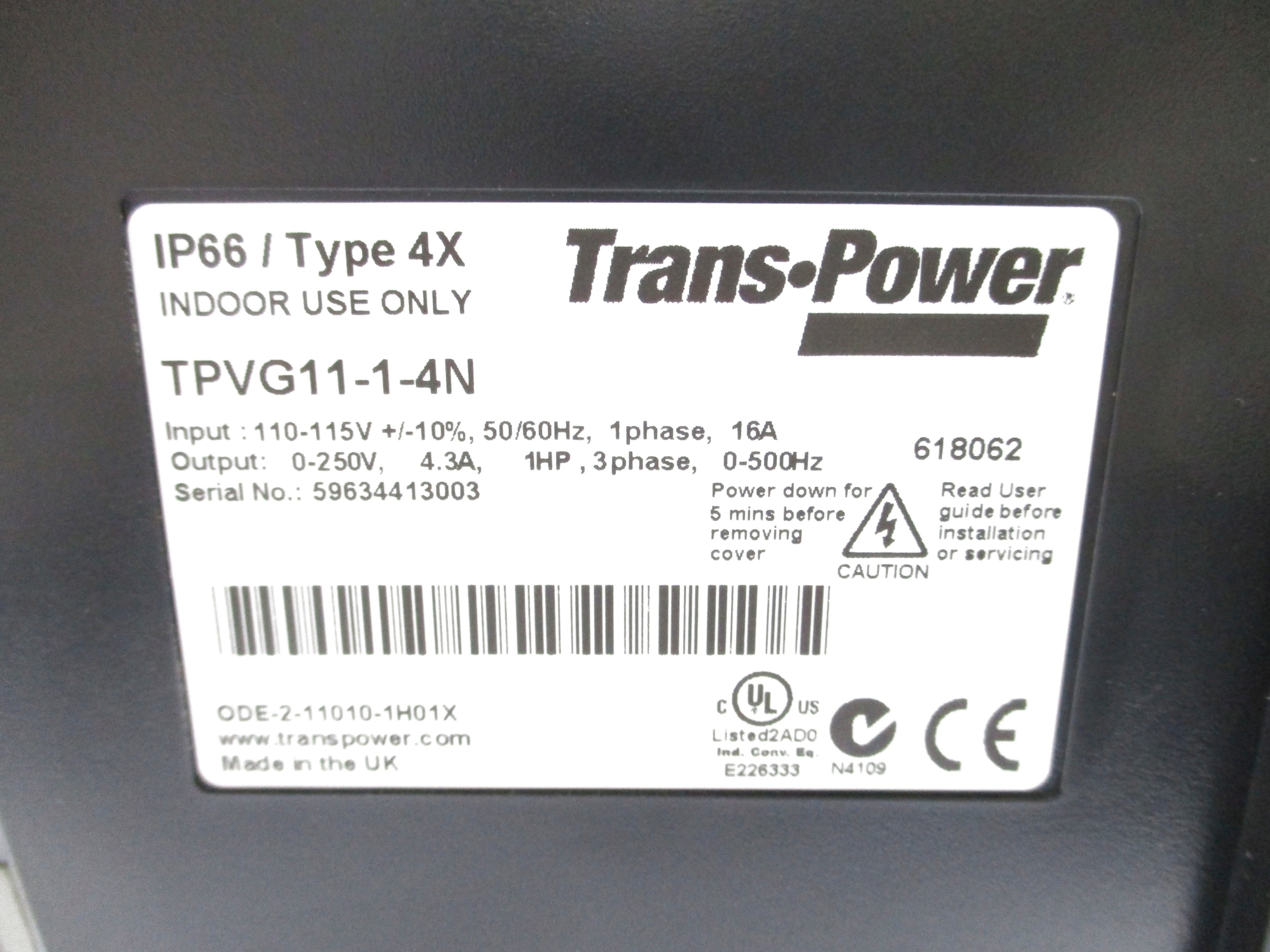TRANS-POWER TPVG11-1-4N NSMP