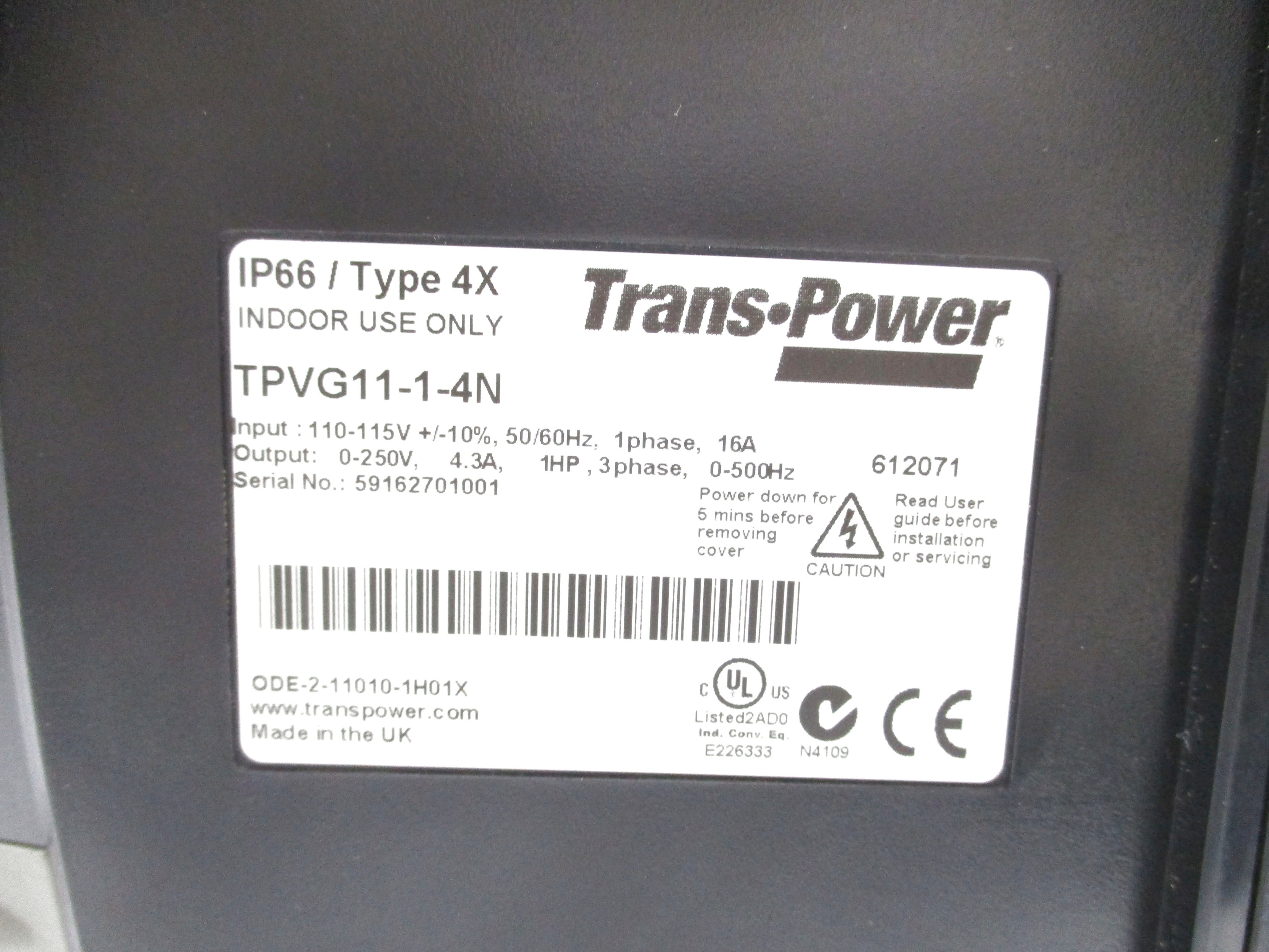 TRANS-POWER TPVG11-1-4N UNMP