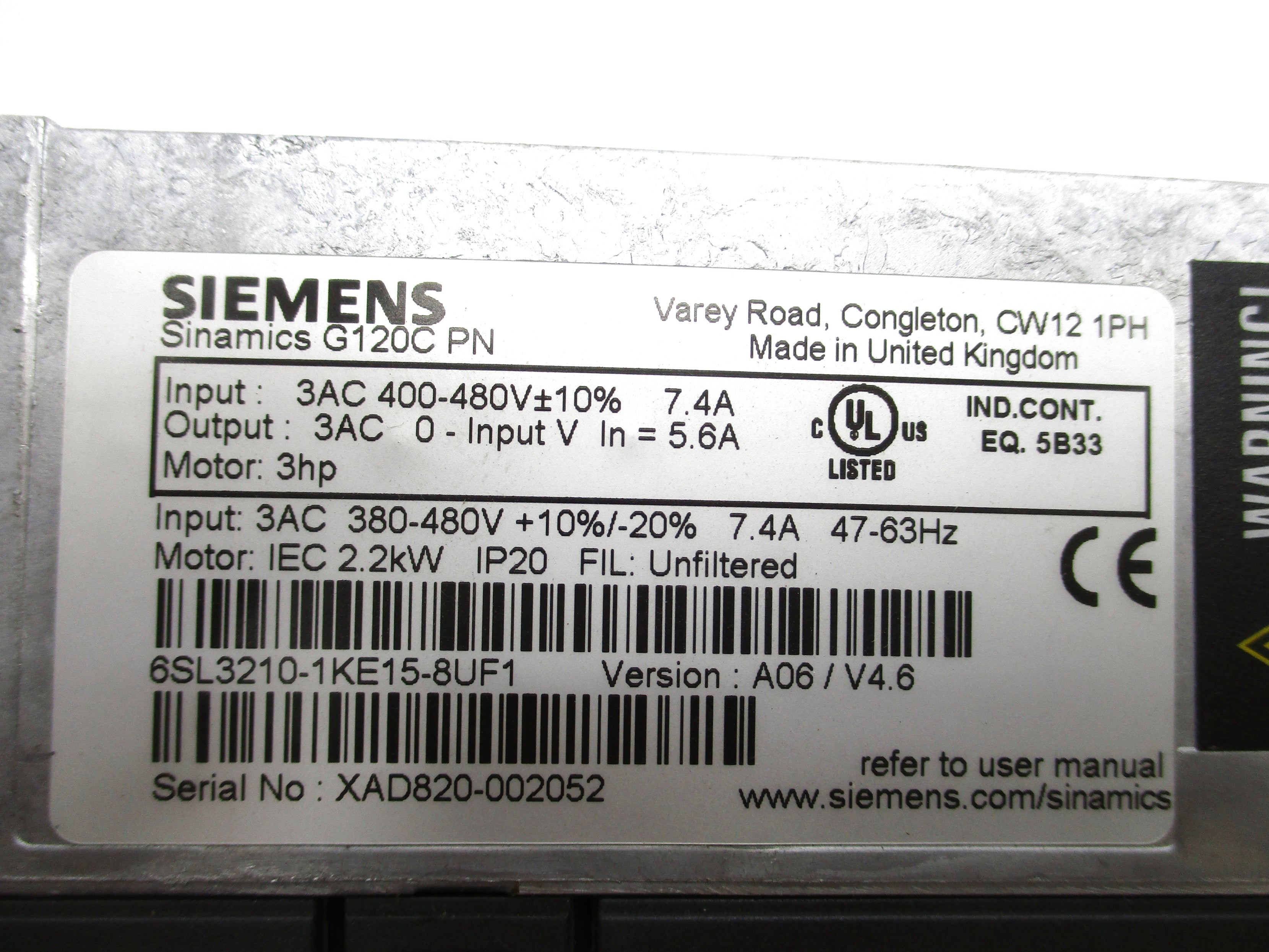 SIEMENS 6SL3210-1KE15-8UF1 (AS PICTURED) NSMP