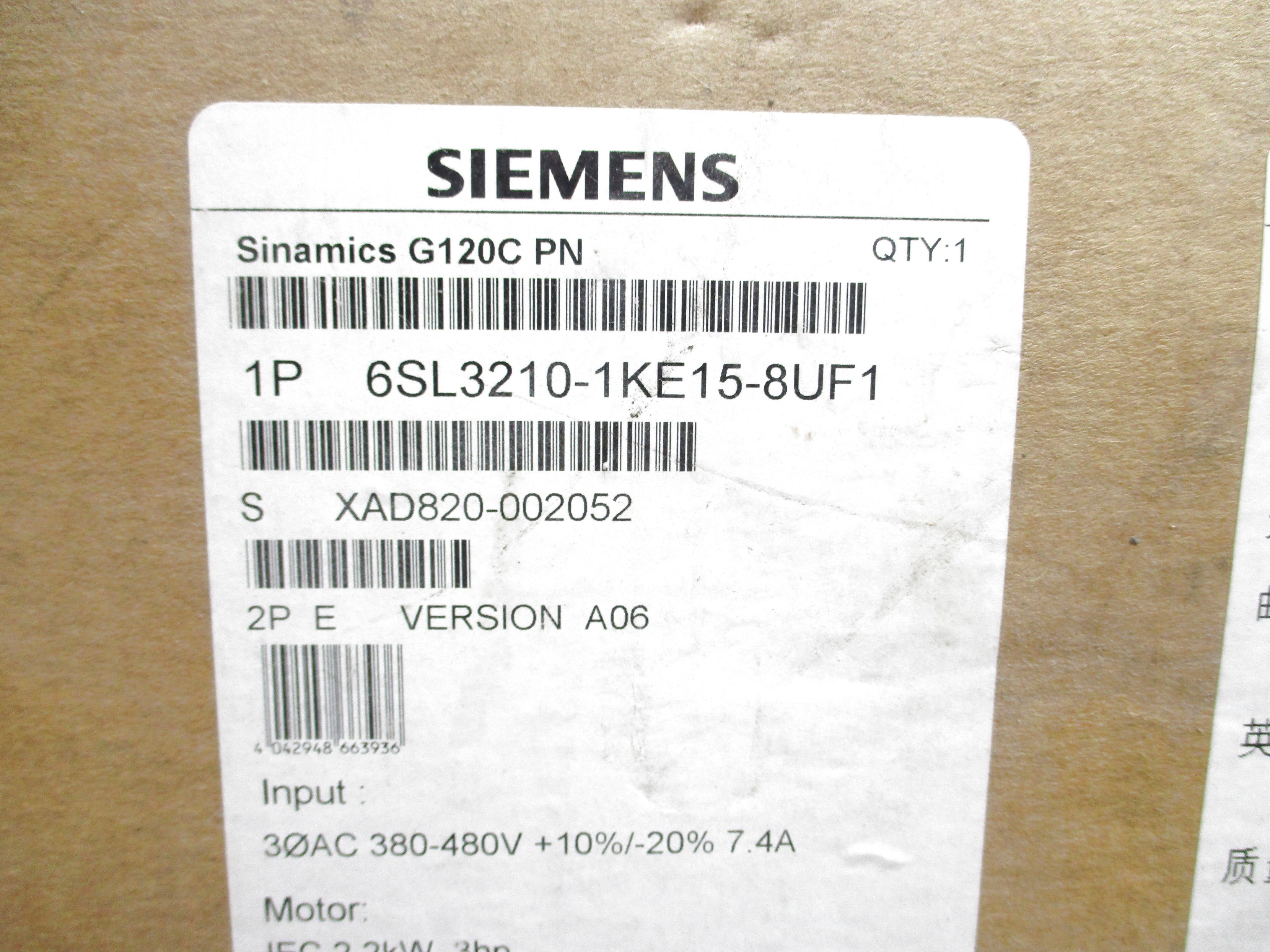 SIEMENS 6SL3210-1KE15-8UF1 (AS PICTURED) NSMP