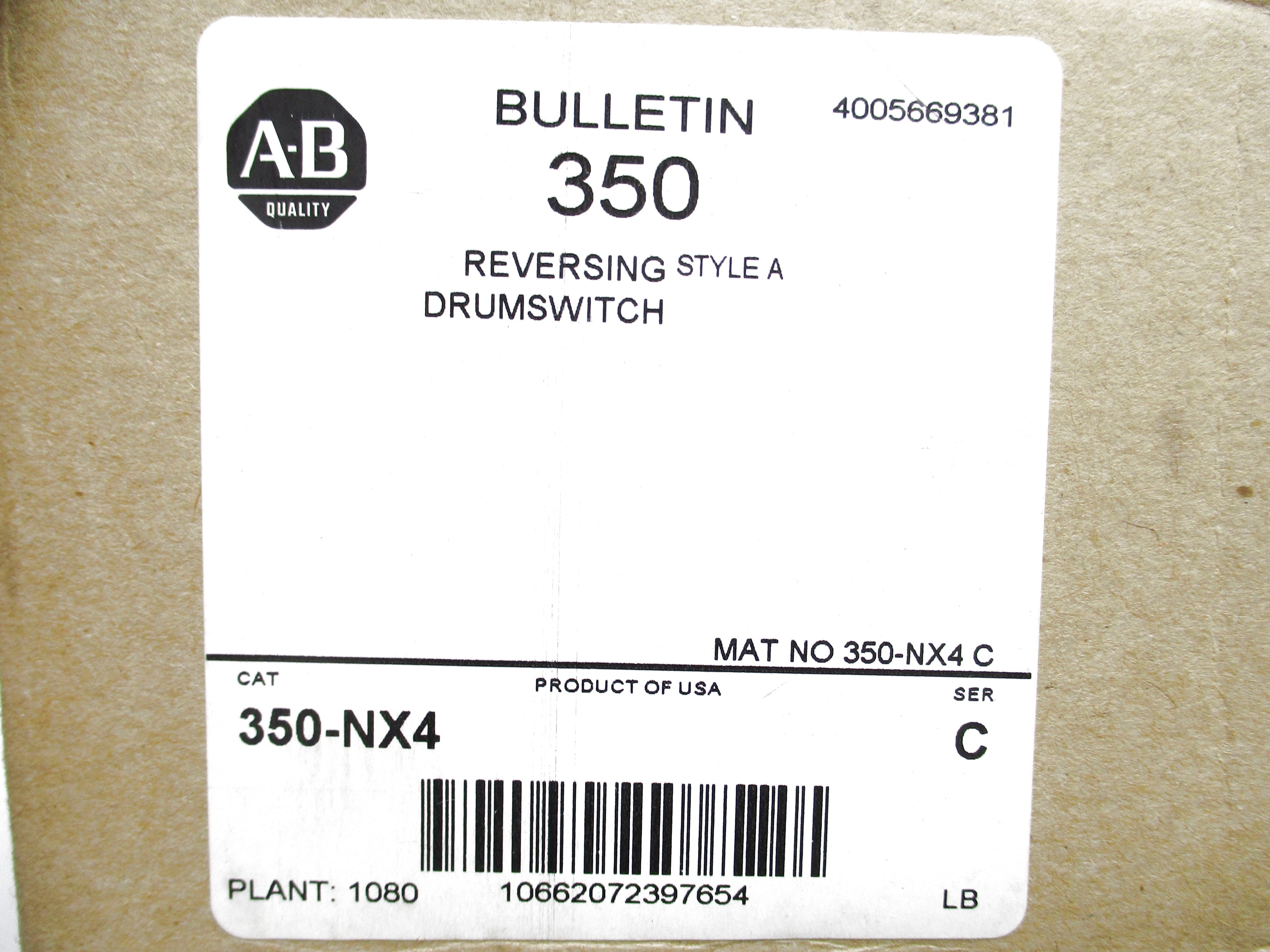 ALLEN BRADLEY 350-NX4 SER. C (BR/WH) NSMP